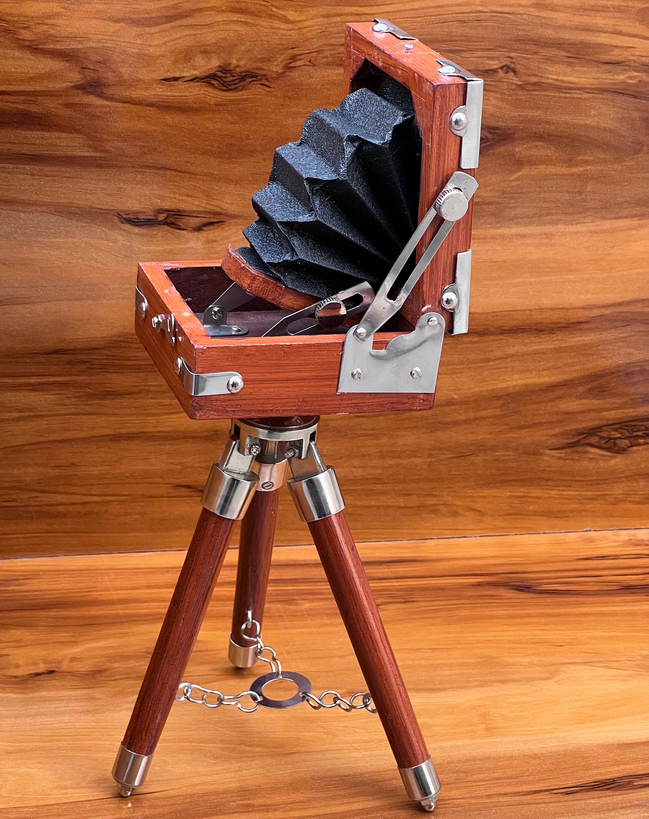 Compact Wooden Camera on Foldable Tripod view 3