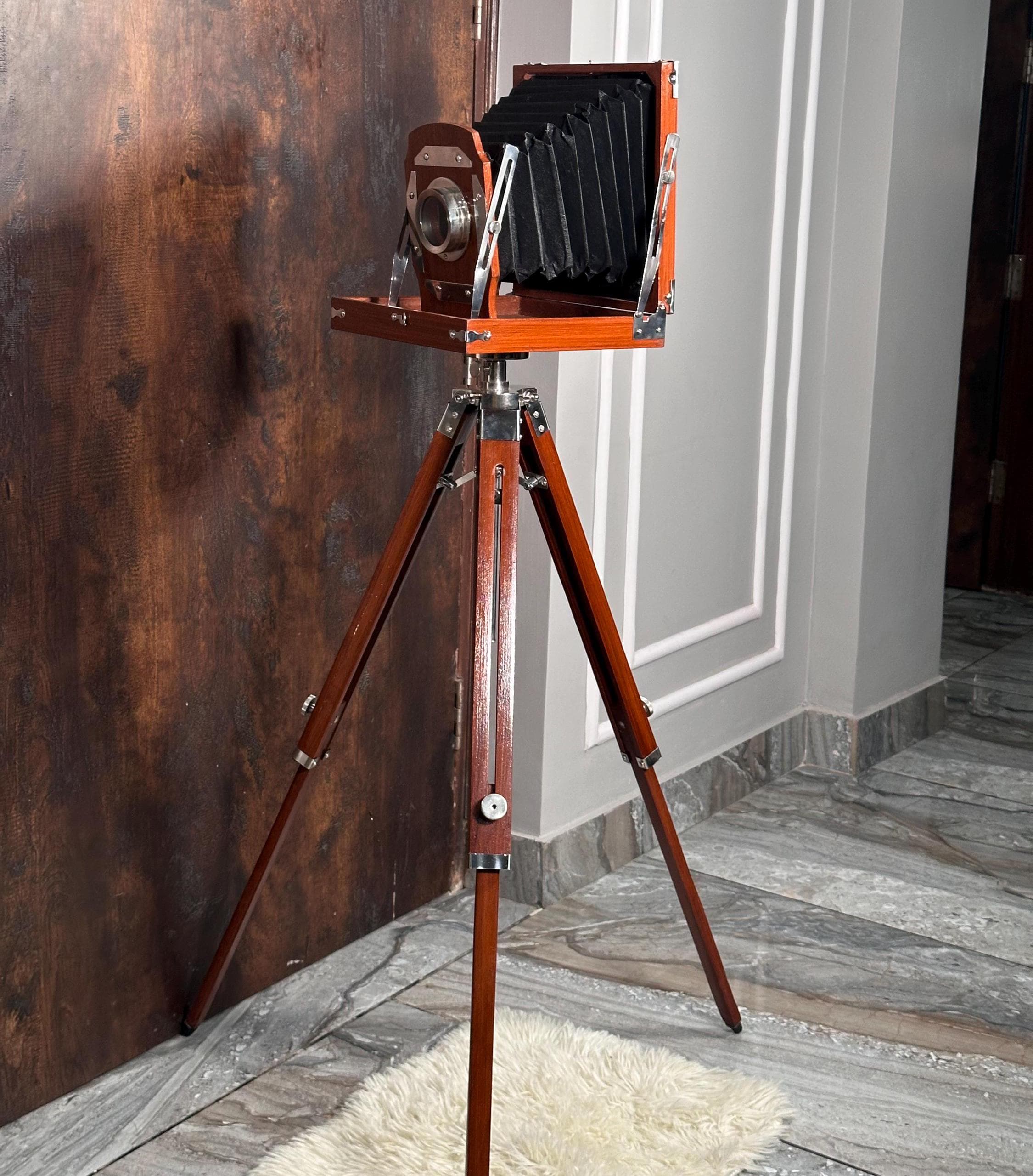 Classic Wooden Camera on Decorative Tripod view 11