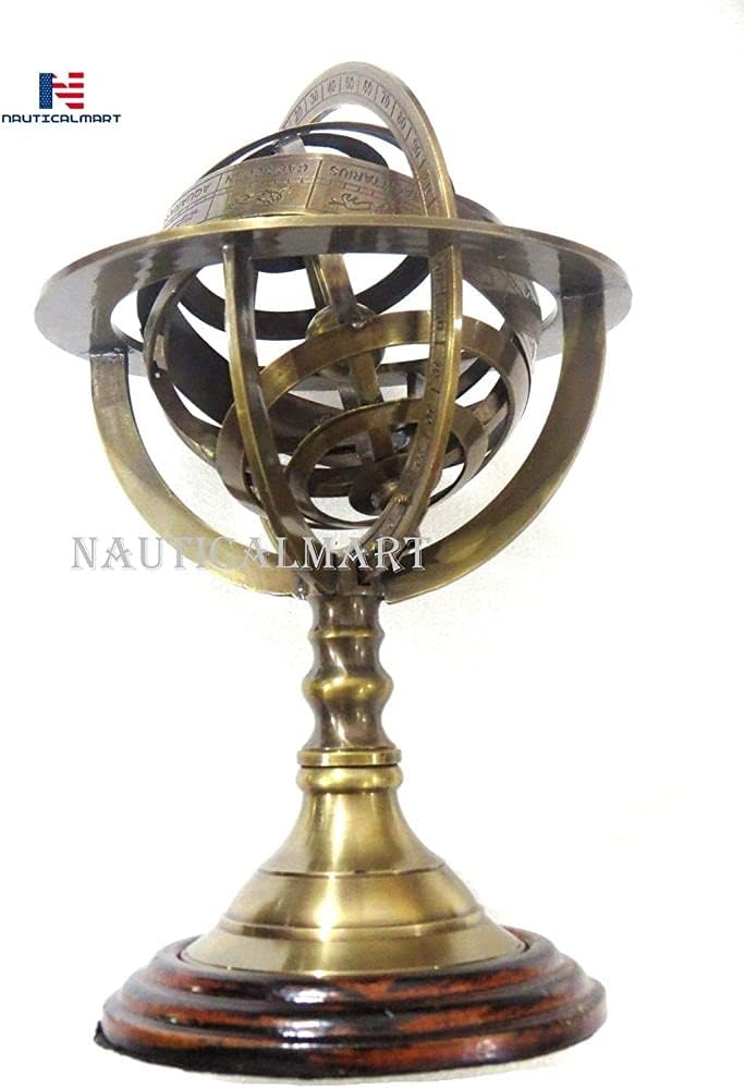 Brass Zodiac Armillary Sphere Pirate Decor view 3