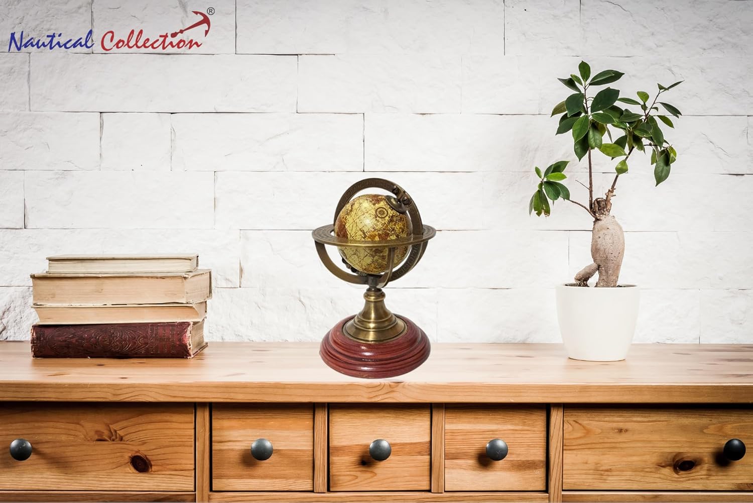 Brass Armillary Globe on MDF Base view 2