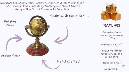 Brass Armillary Globe on MDF Base view 11