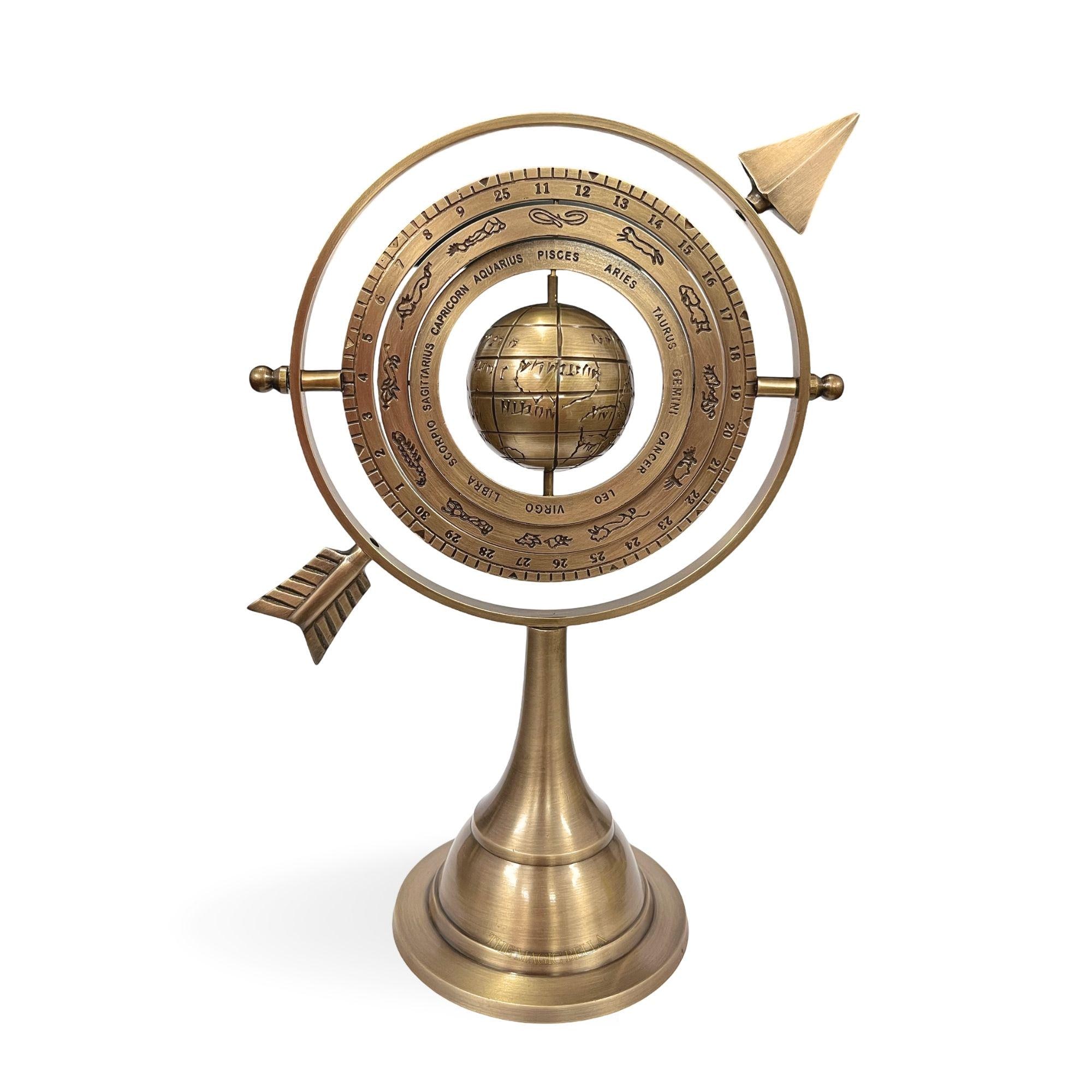 All-Brass Armillary Sphere with Pierced Arrow view 2