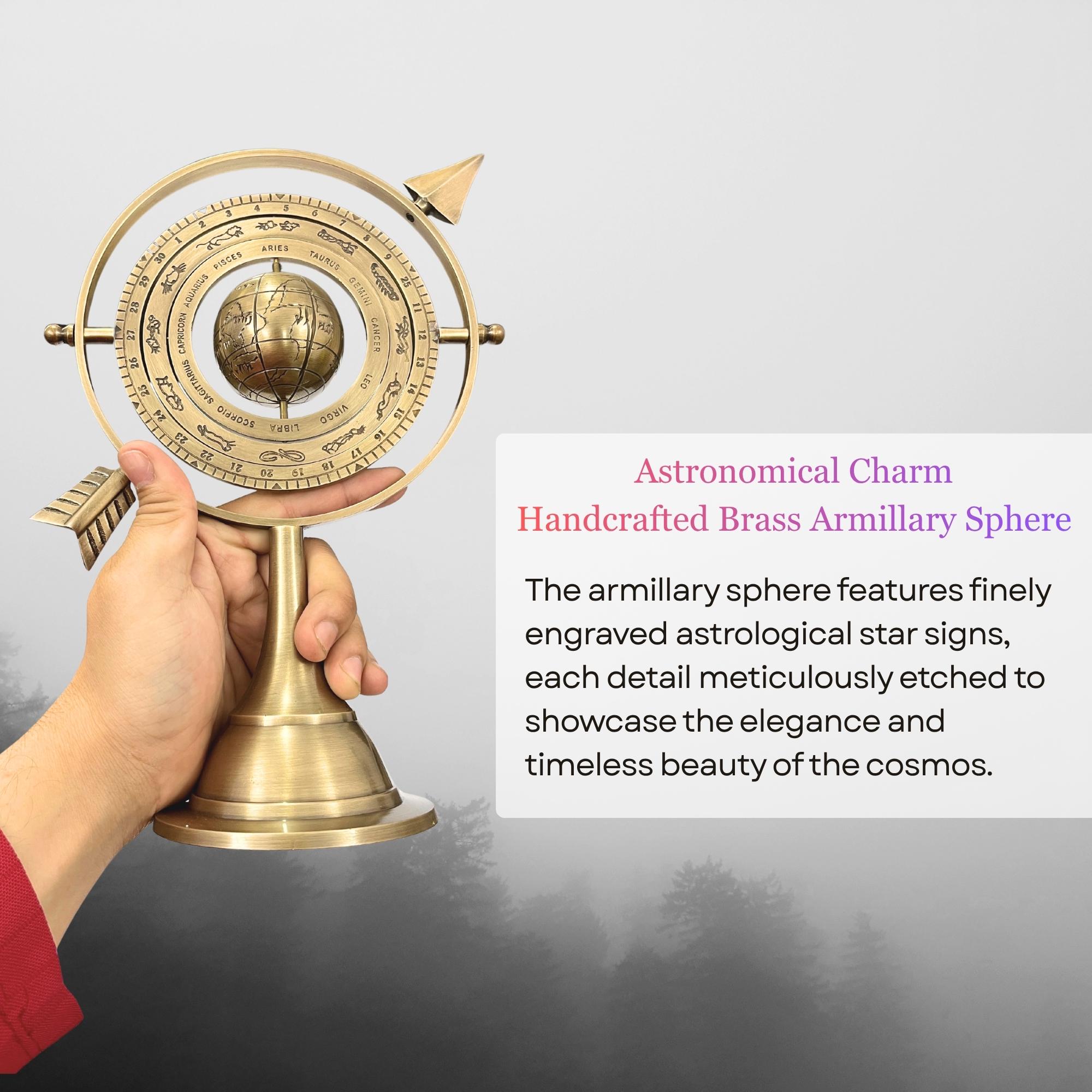 All-Brass Armillary Sphere with Pierced Arrow view 6