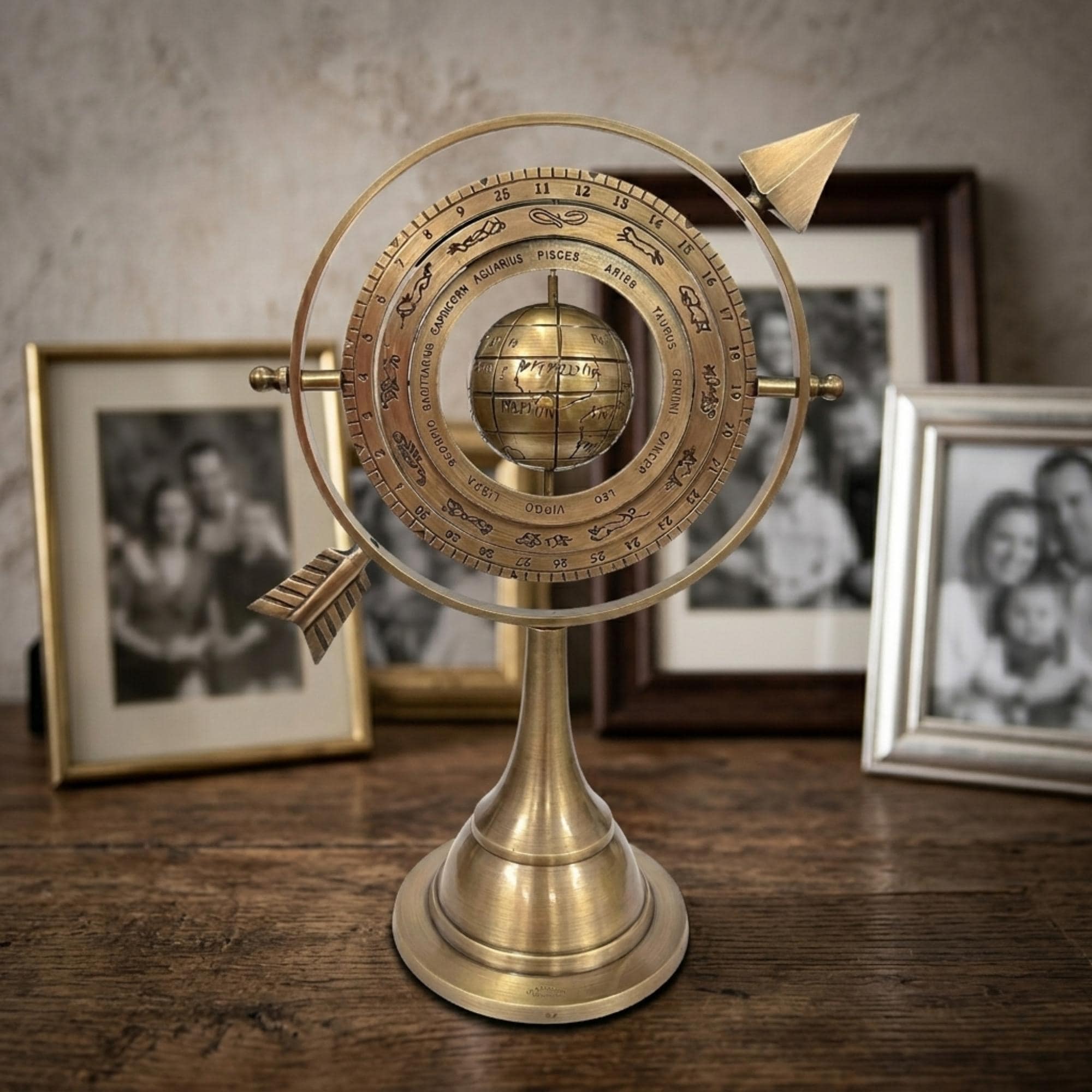 All-Brass Armillary Sphere with Pierced Arrow view 9