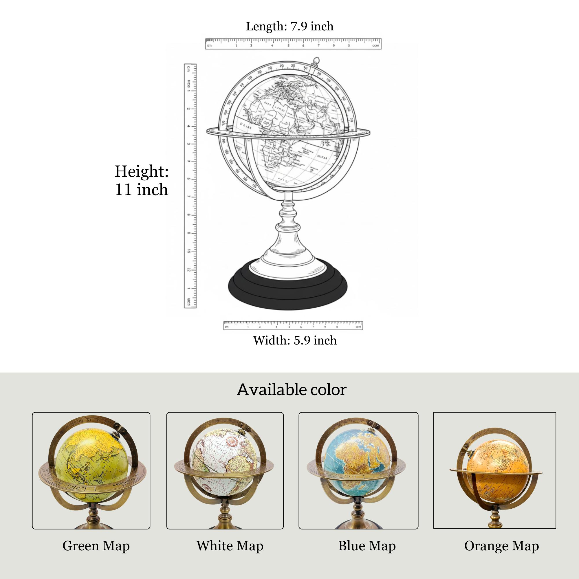Brass Armillary Globe on Black Wooden Base view 2