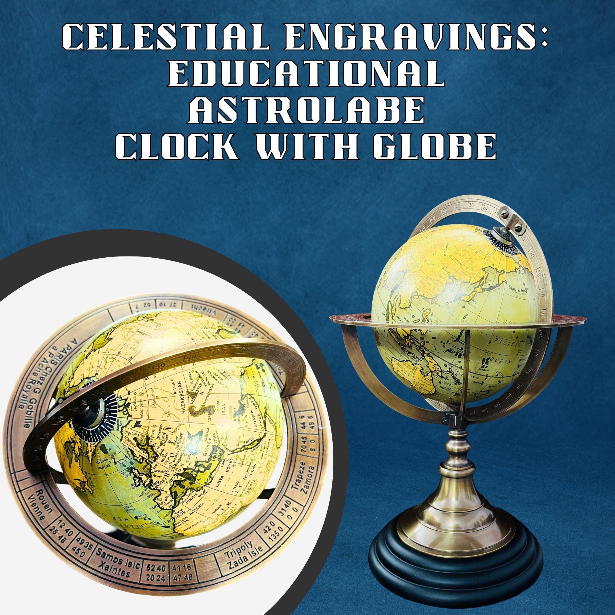 Brass Armillary Globe on Black Wooden Base view 3