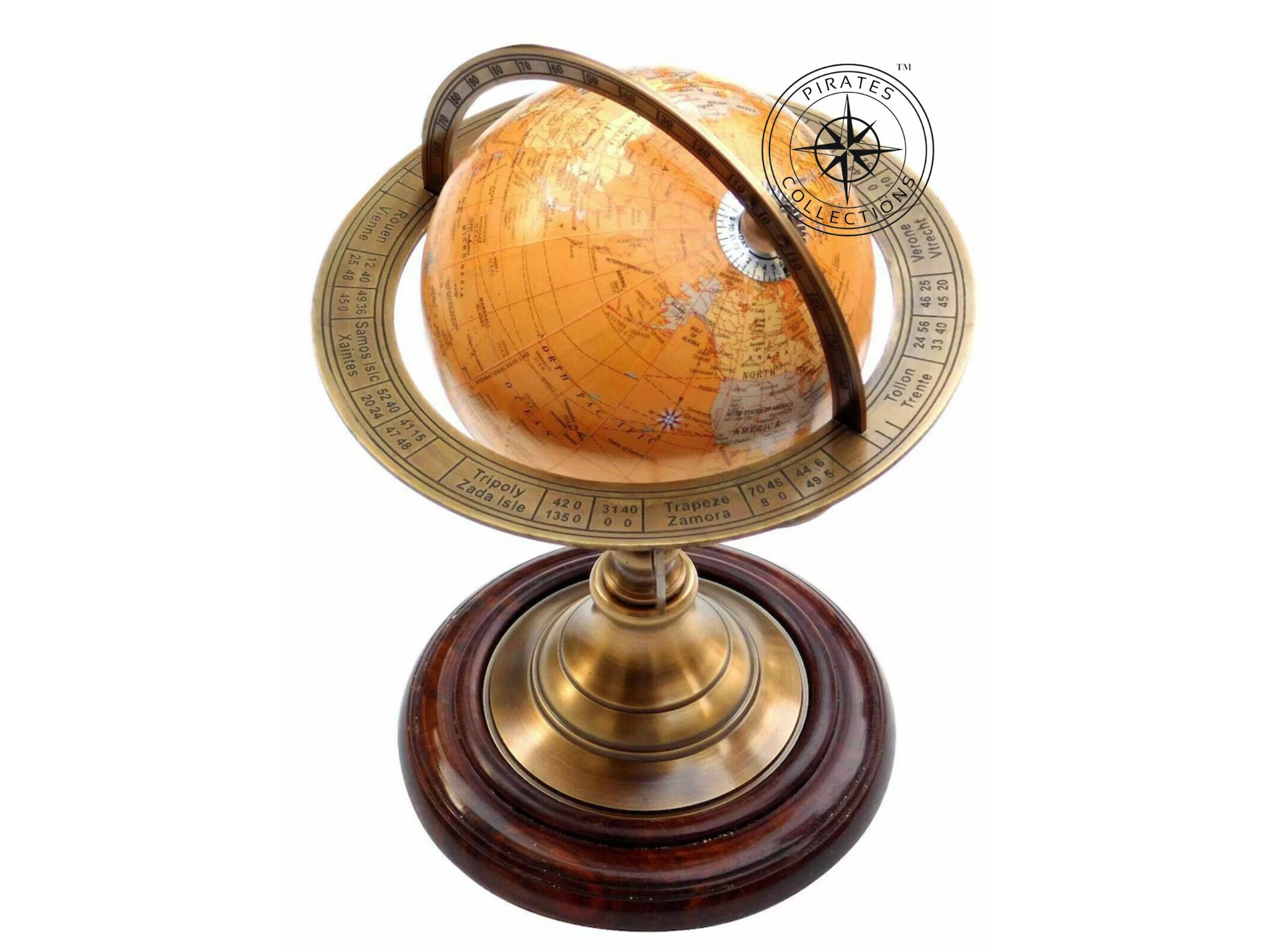 Personalized Brass Armillary Globe with Dark Brown Wooden Base view 5