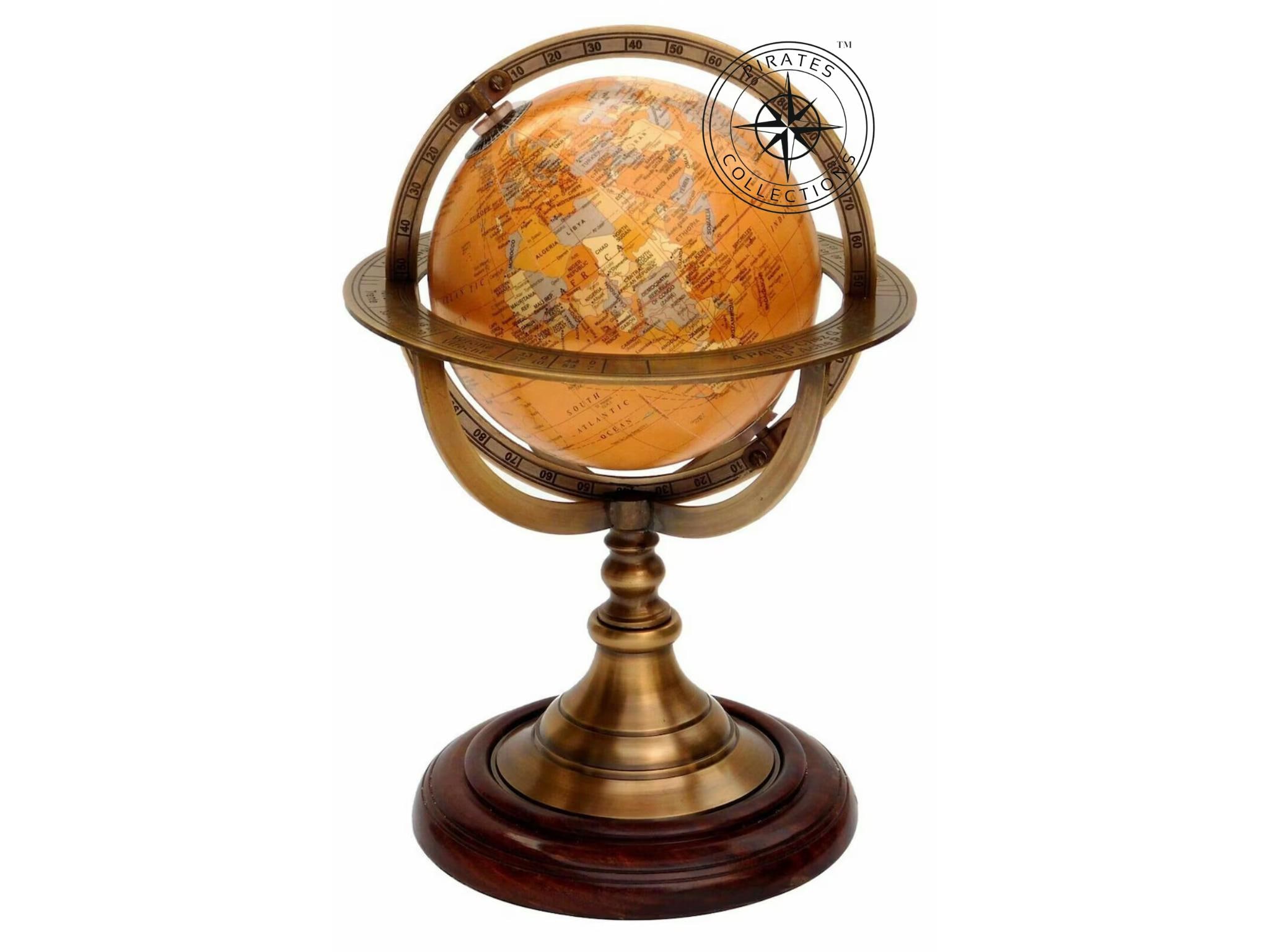 Personalized Brass Armillary Globe with Dark Brown Wooden Base view 8
