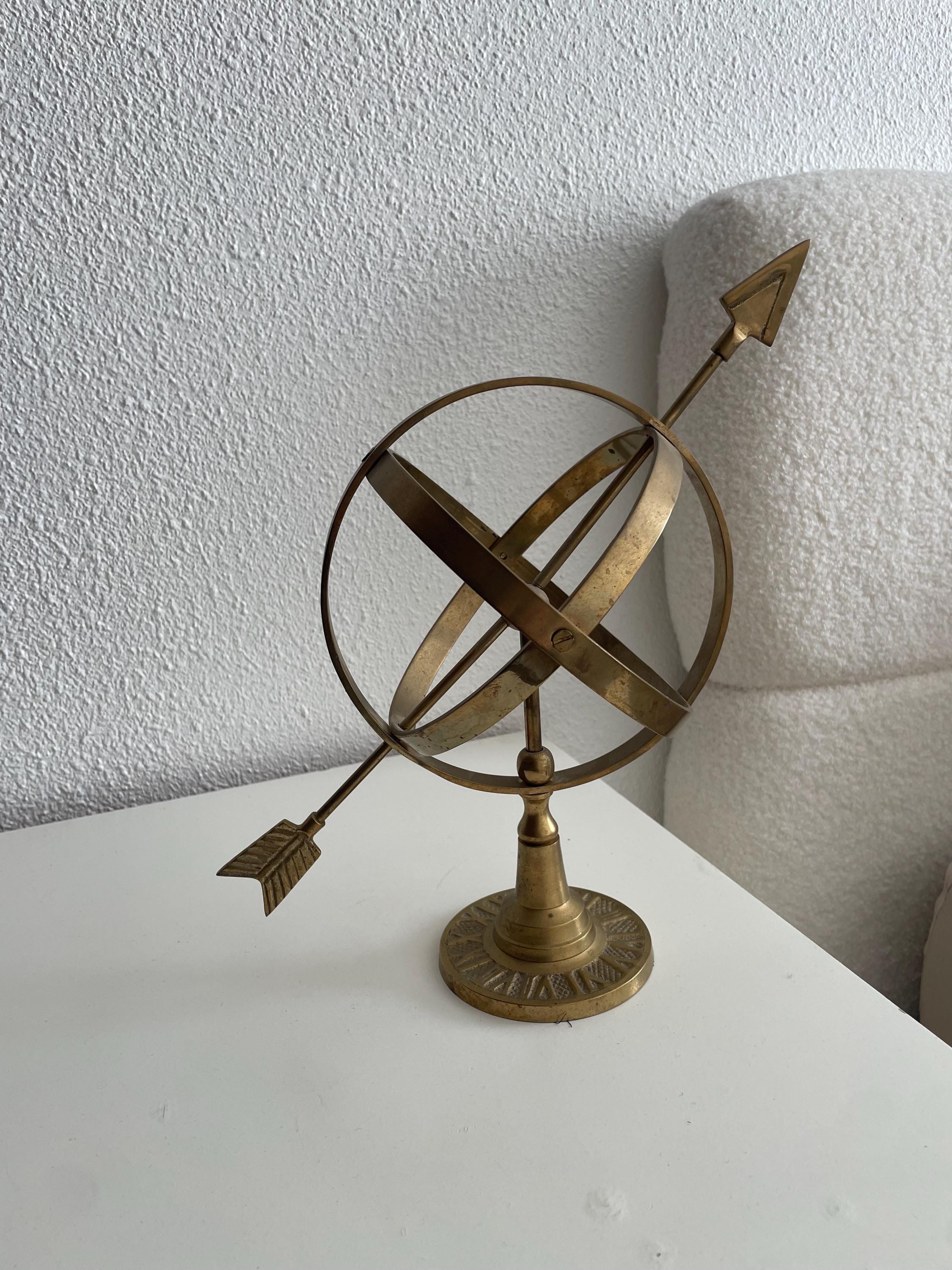 Vintage All-Brass Armillary Sphere with Long Arrow view 2