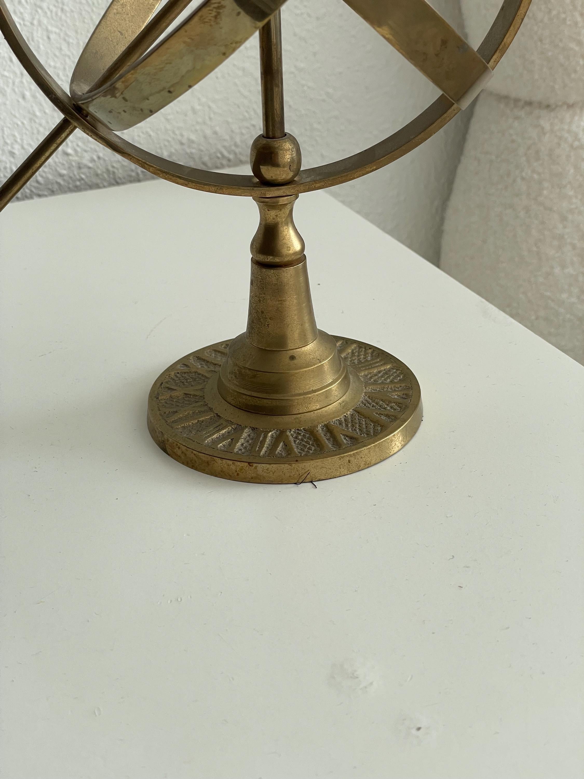 Vintage All-Brass Armillary Sphere with Long Arrow view 3