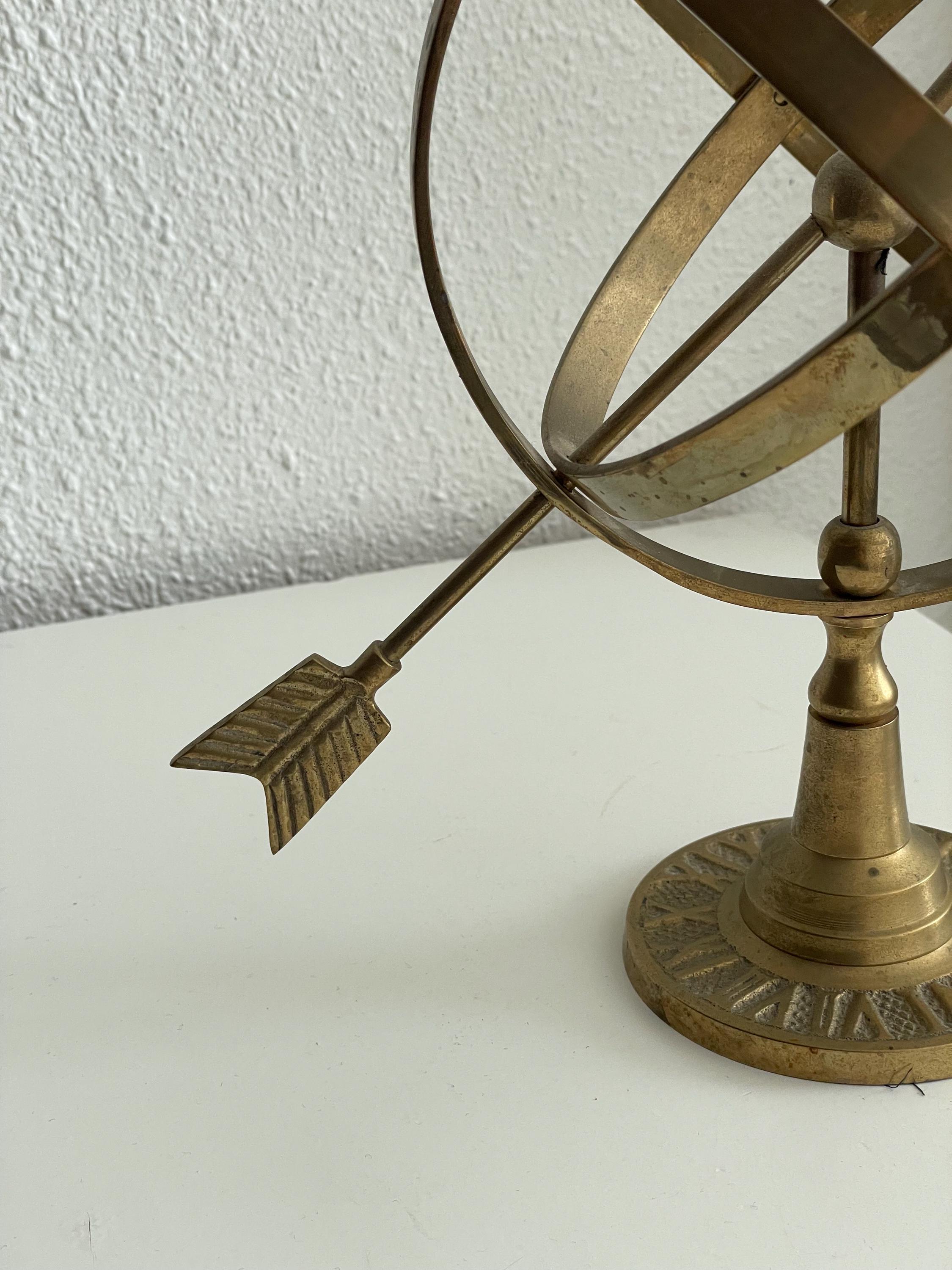 Vintage All-Brass Armillary Sphere with Long Arrow view 4