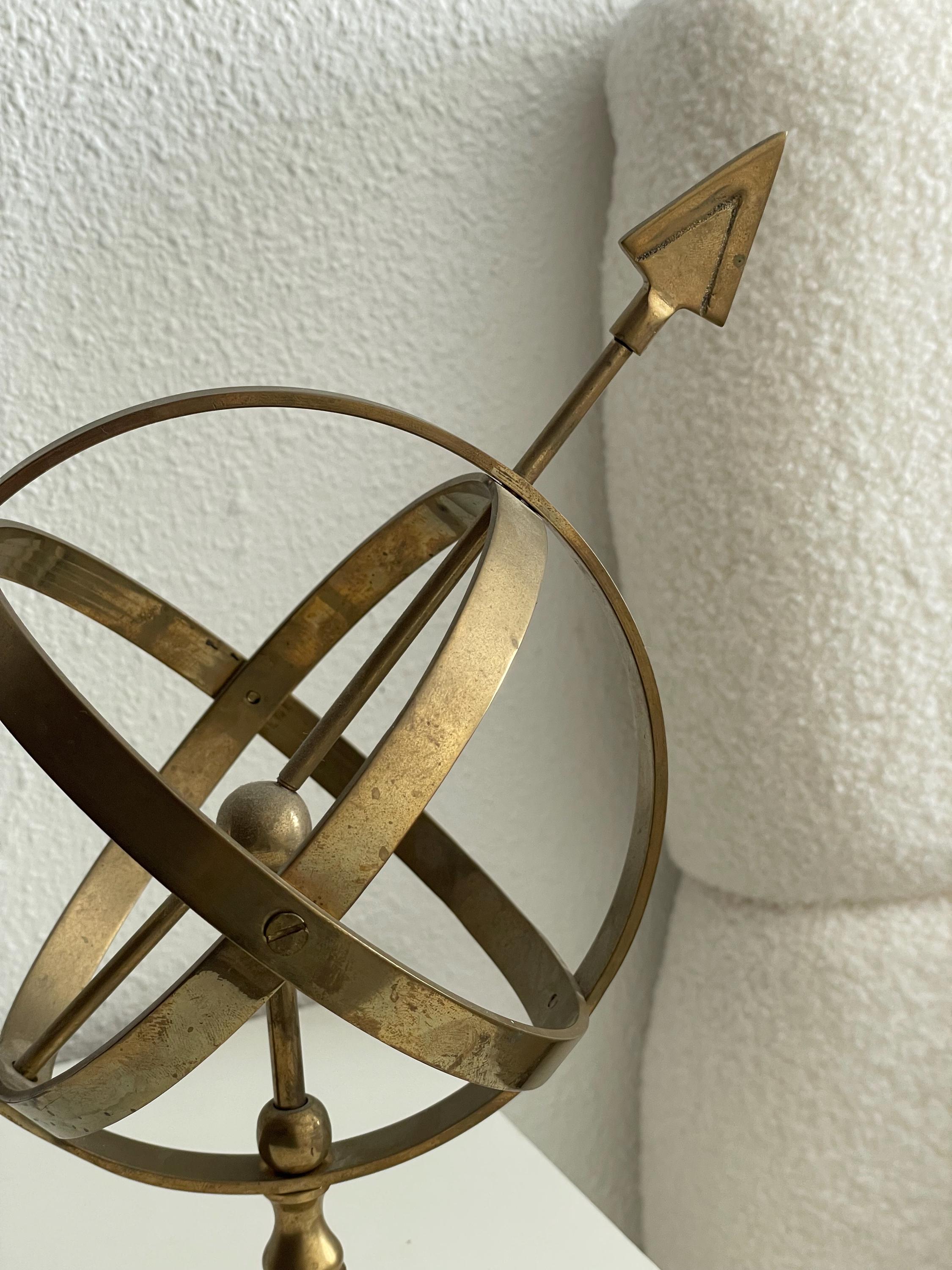 Vintage All-Brass Armillary Sphere with Long Arrow view 5