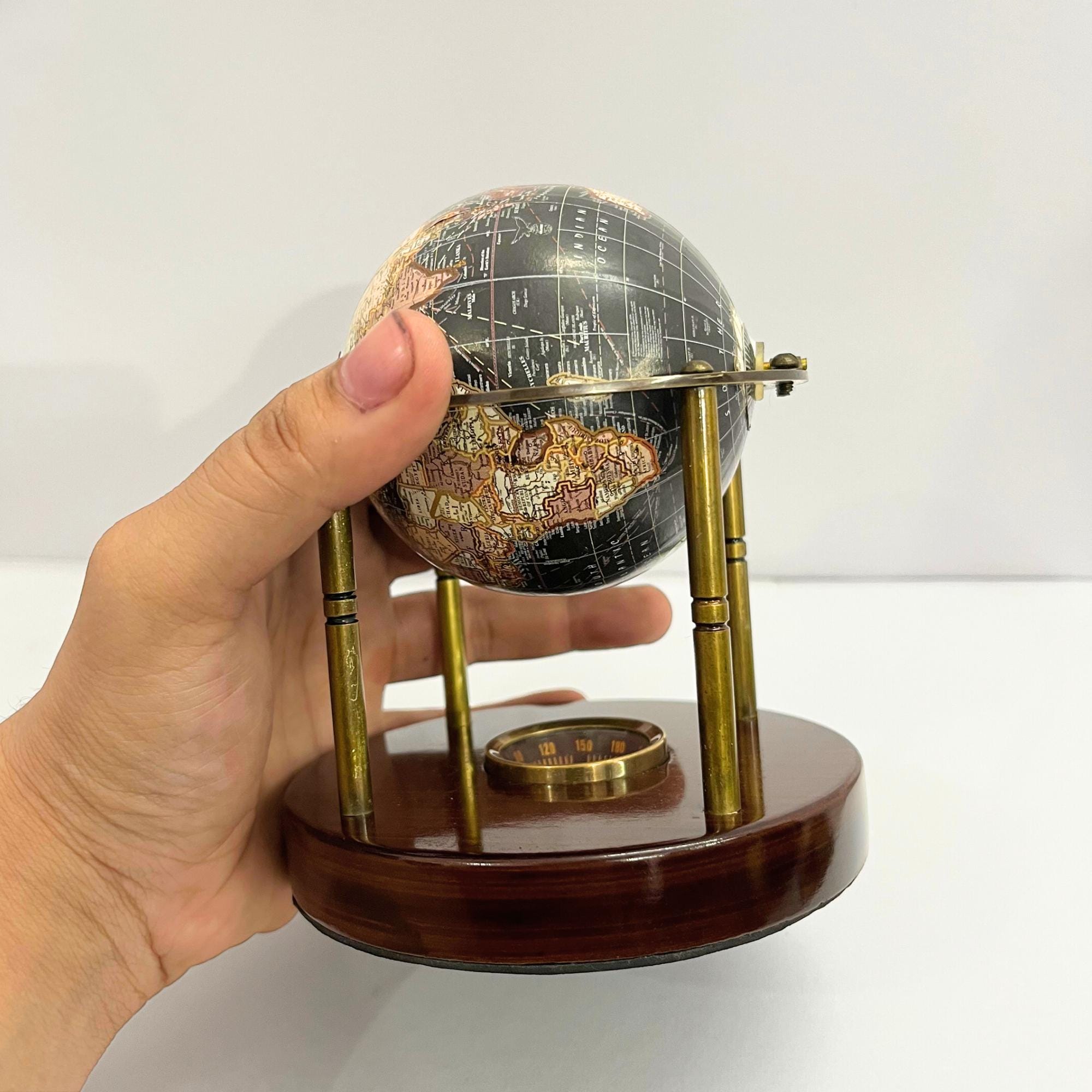 Vintage Brass Armillary Globe with Compass Base view 7