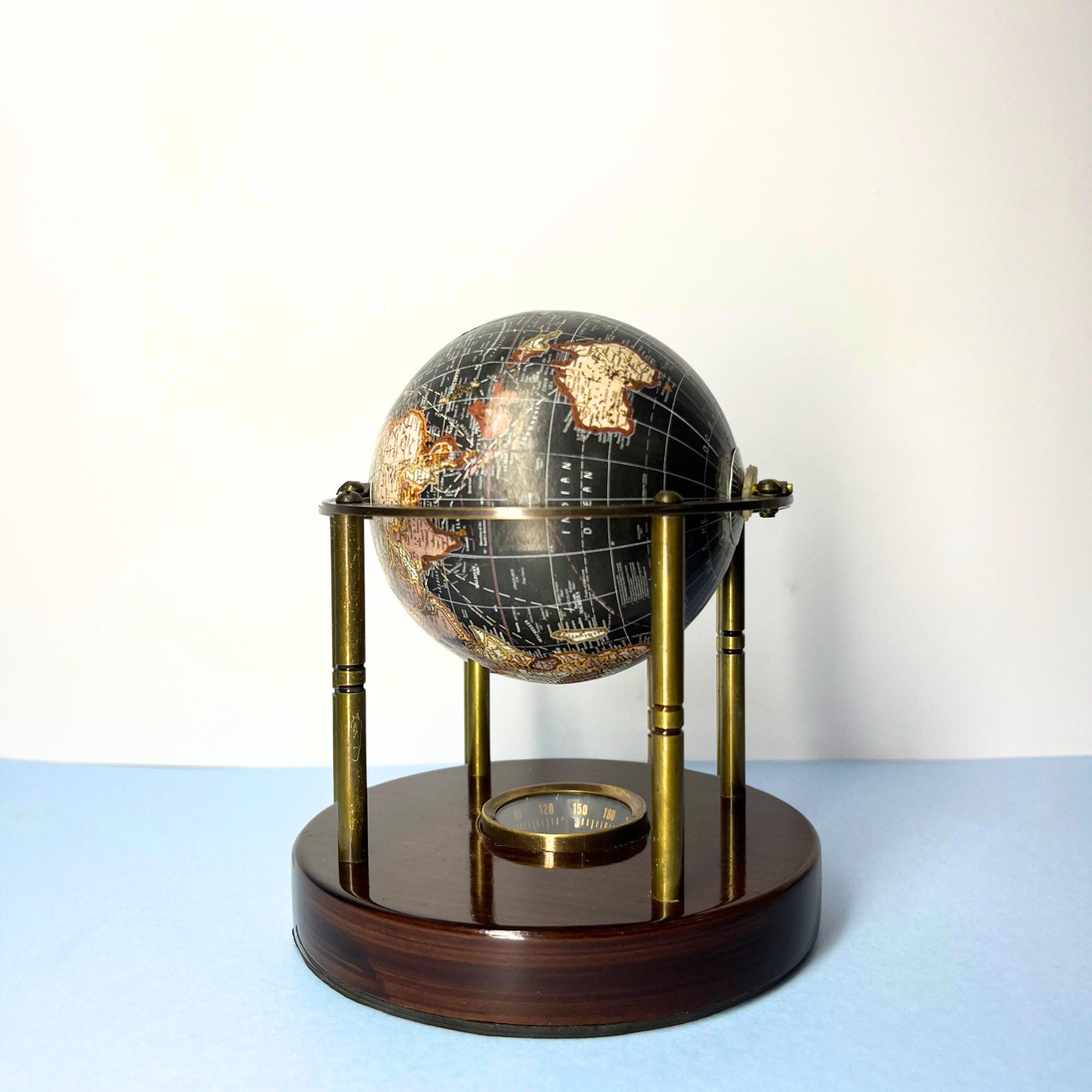 Vintage Brass Armillary Globe with Compass Base view 9