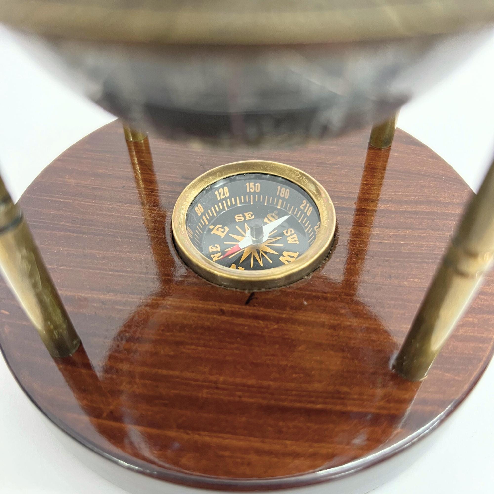 Vintage Brass Armillary Globe with Compass Base view 11