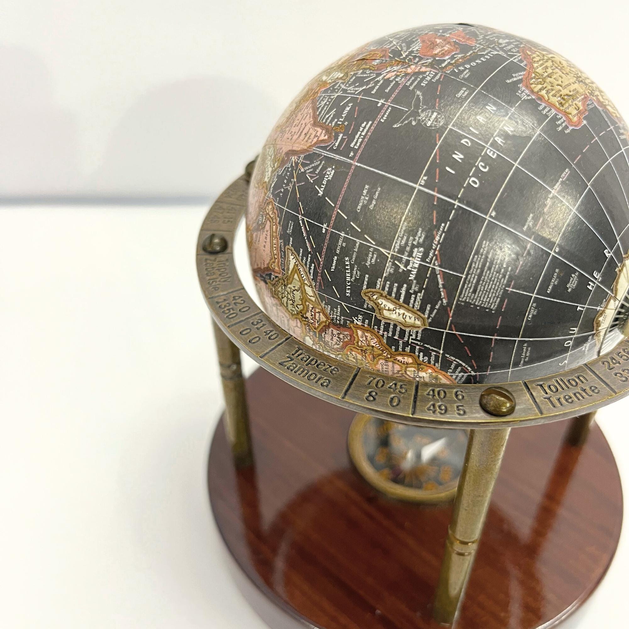 Vintage Brass Armillary Globe with Compass Base view 12