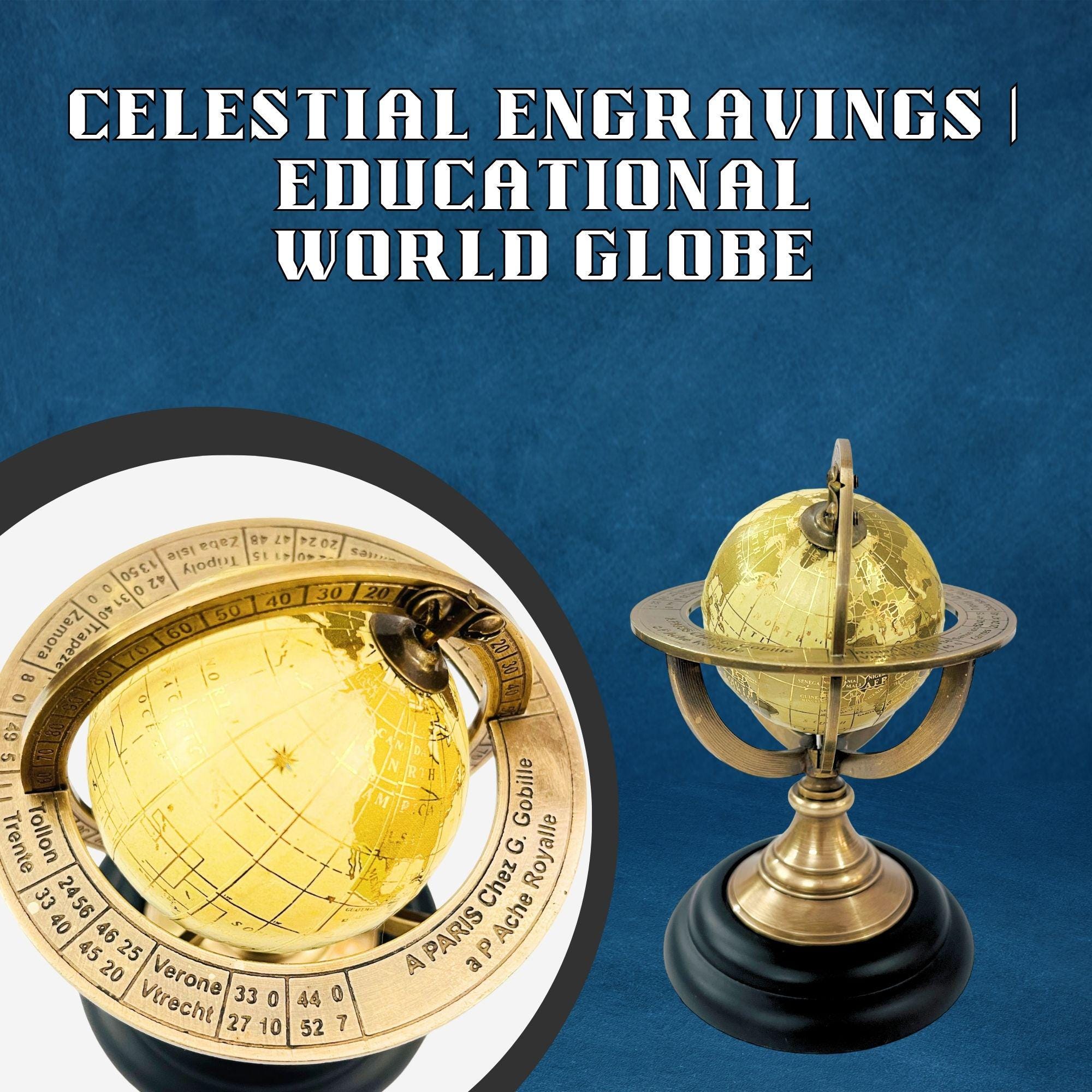 Brass Armillary Globe with Brown or Black Base view 4