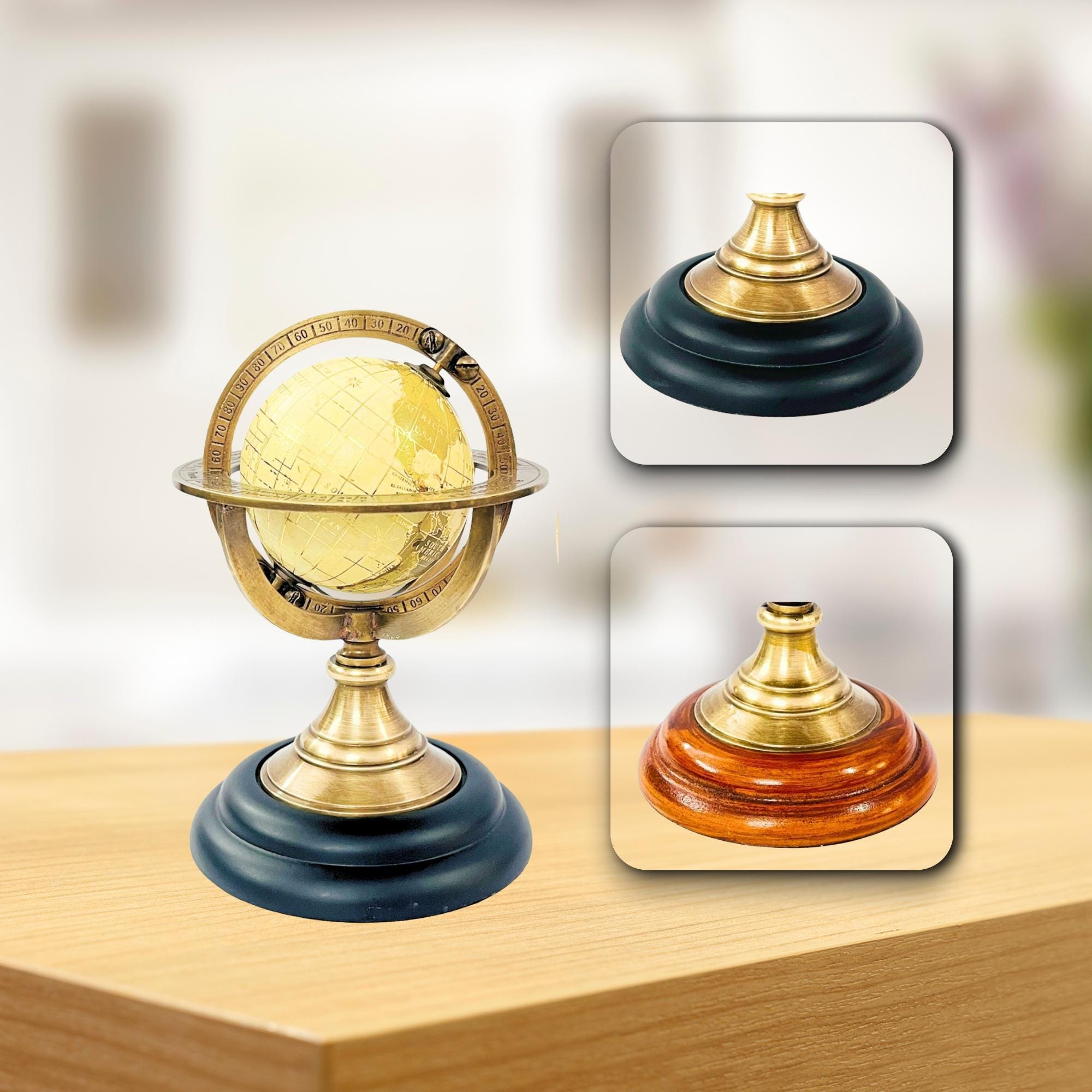 Brass Armillary Globe with Brown or Black Base view 11