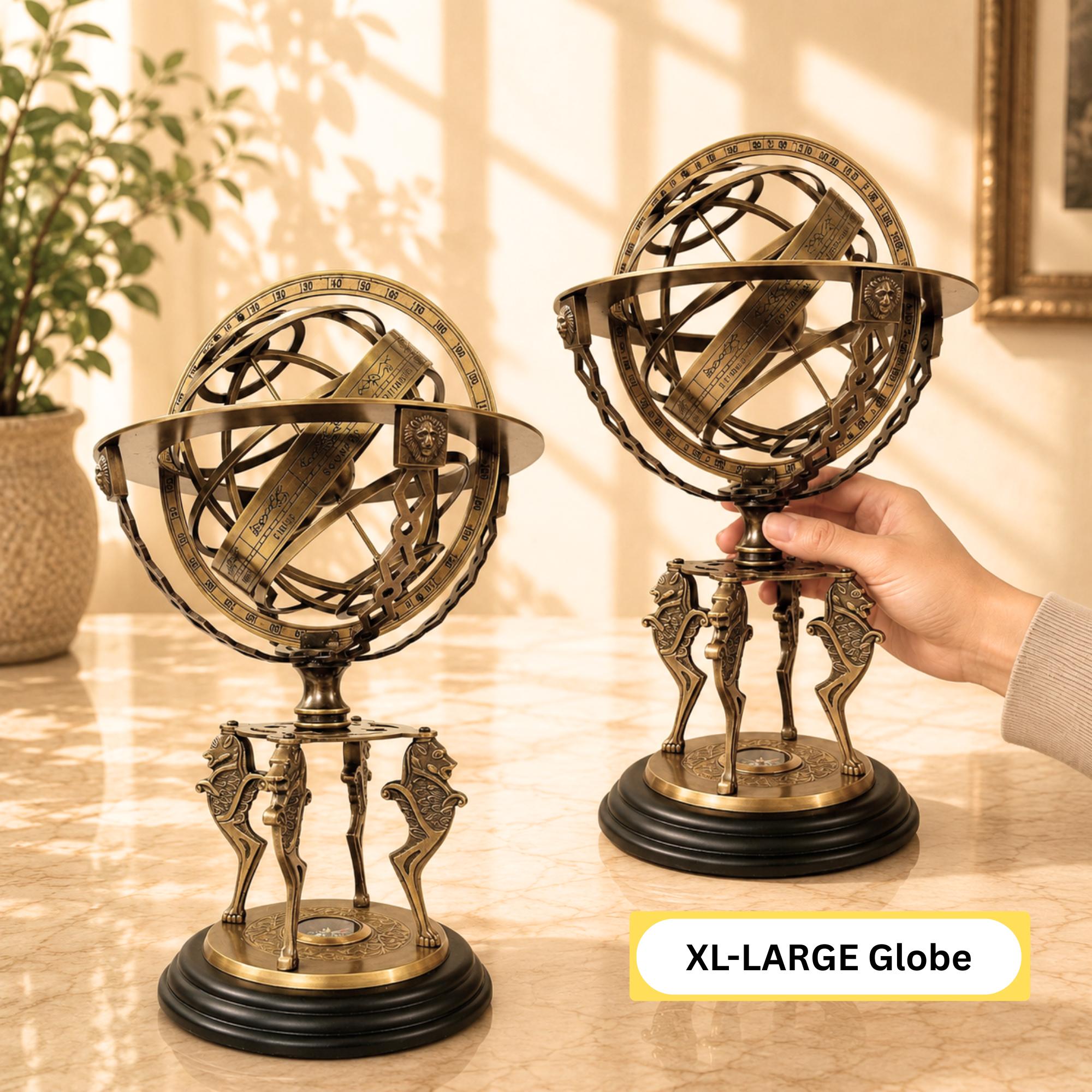 Zodiac Armillary Sphere on Four-Horse Compass Base view 2
