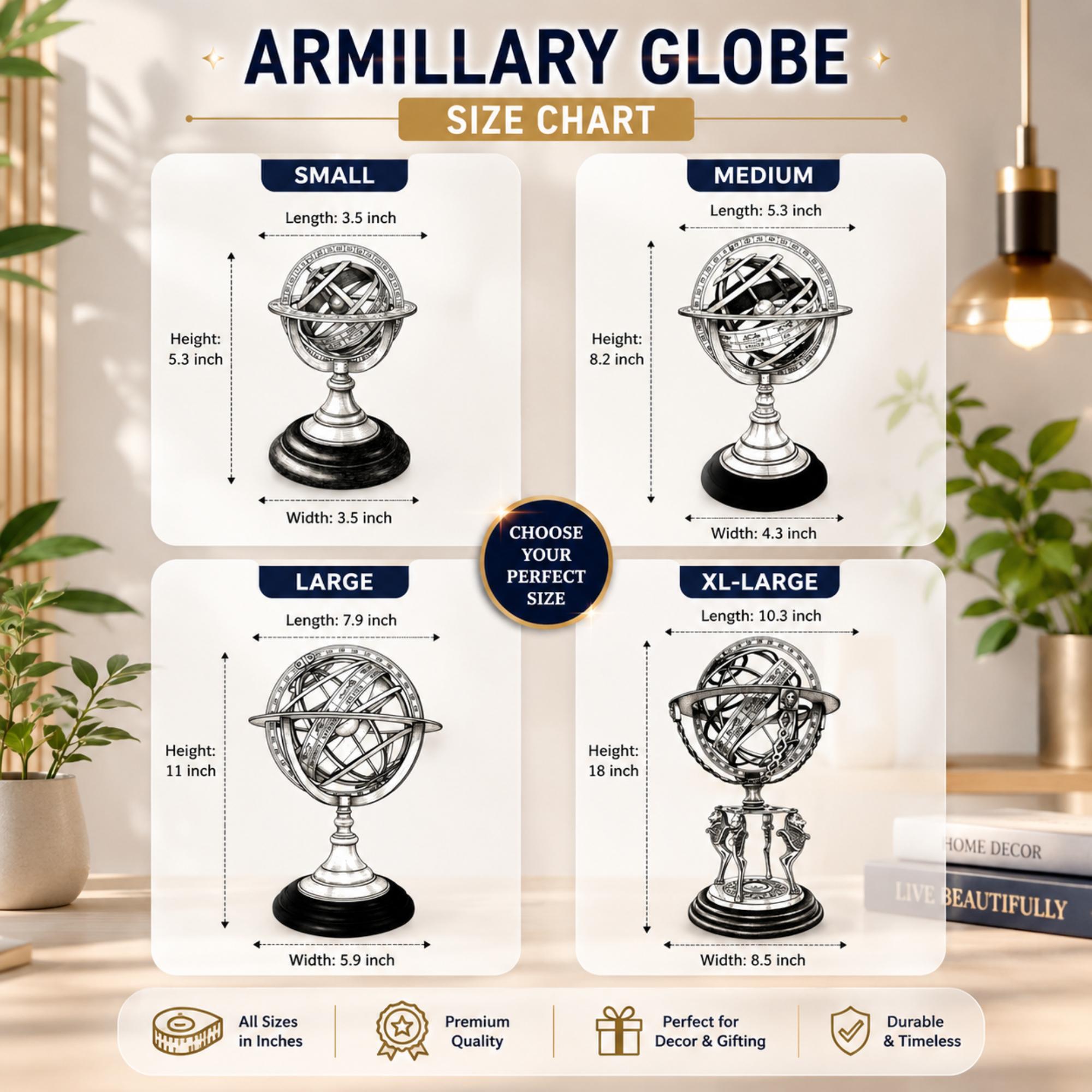 Zodiac Armillary Sphere on Four-Horse Compass Base view 10