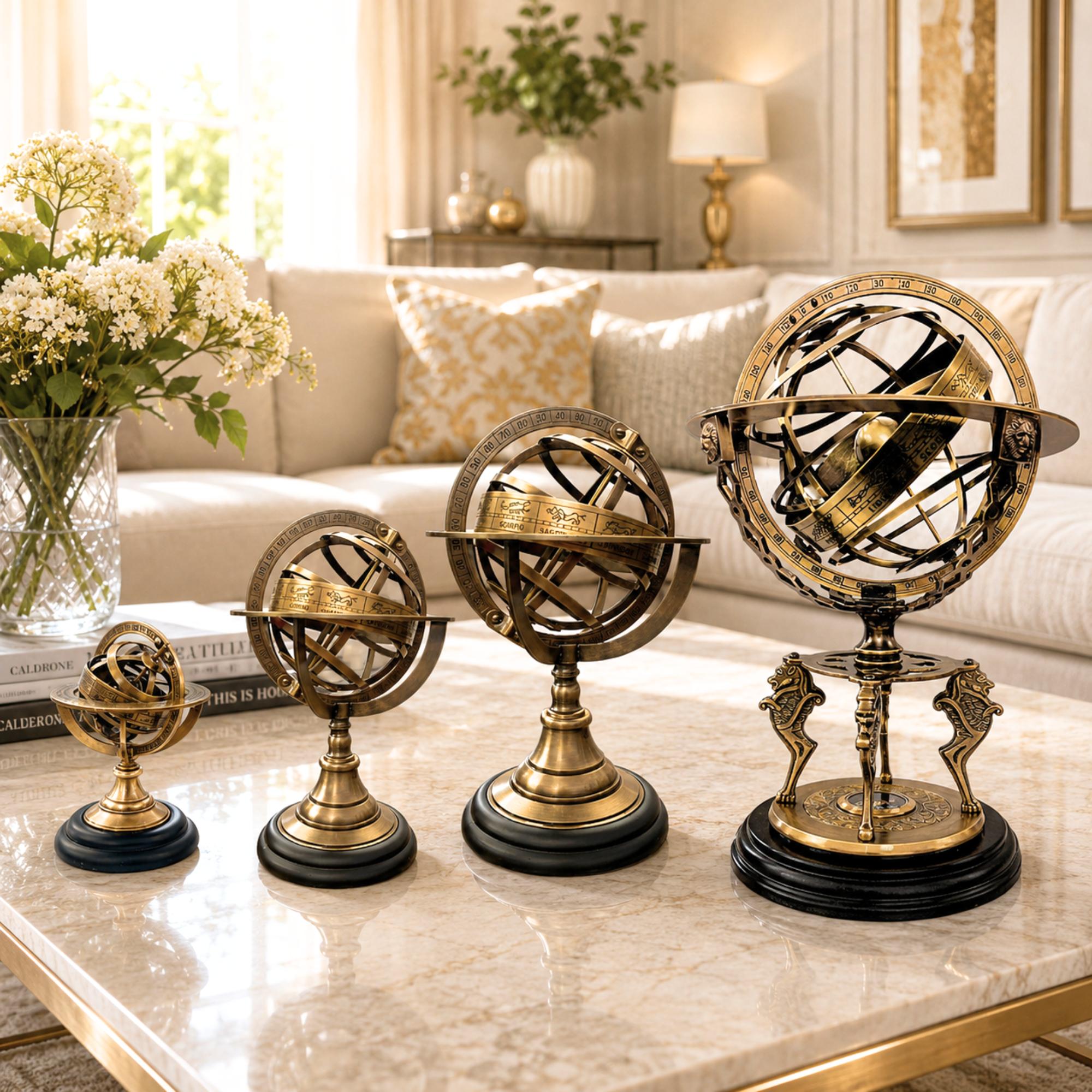 Zodiac Armillary Sphere on Four-Horse Compass Base view 12