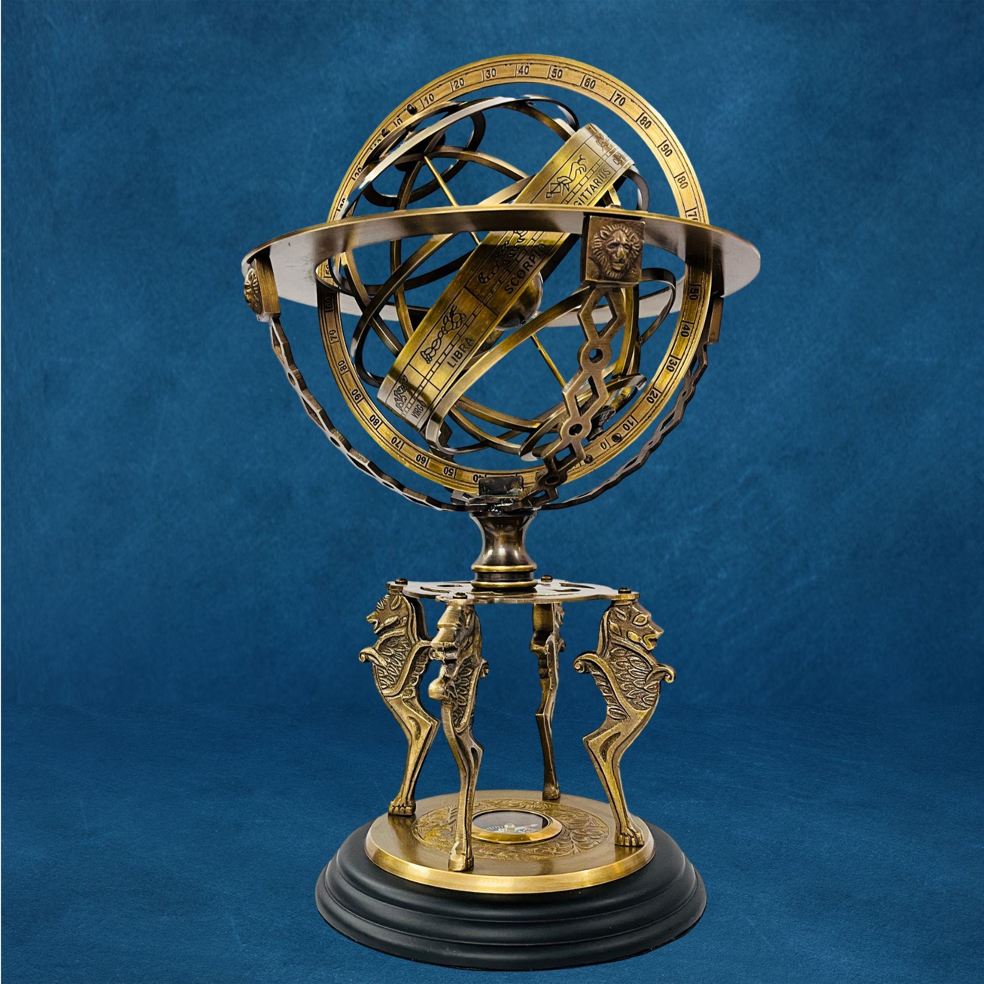 Zodiac Armillary Sphere on Four-Horse Compass Base view 13