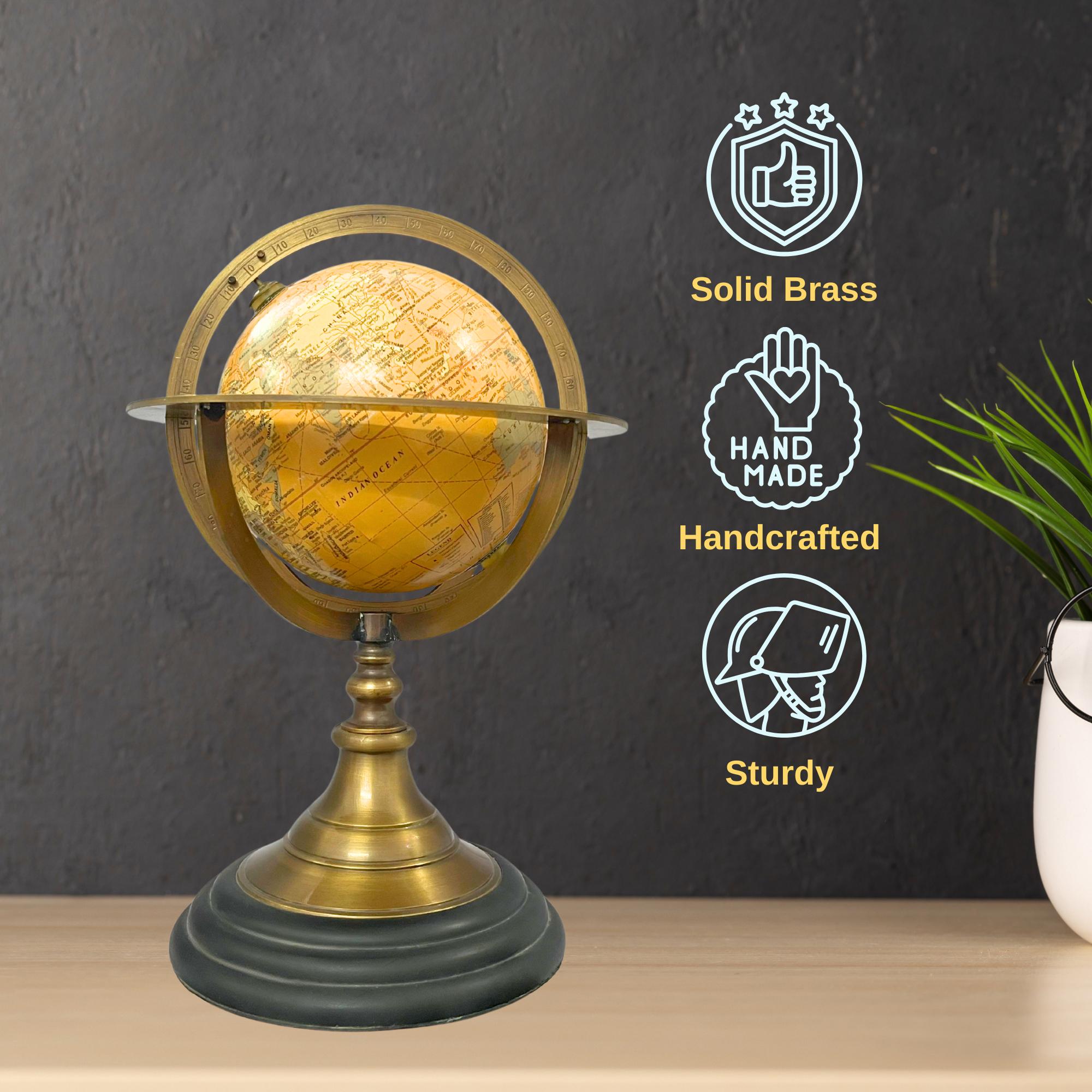 Handmade Brass Armillary Globe with Celestial Engraving view 3