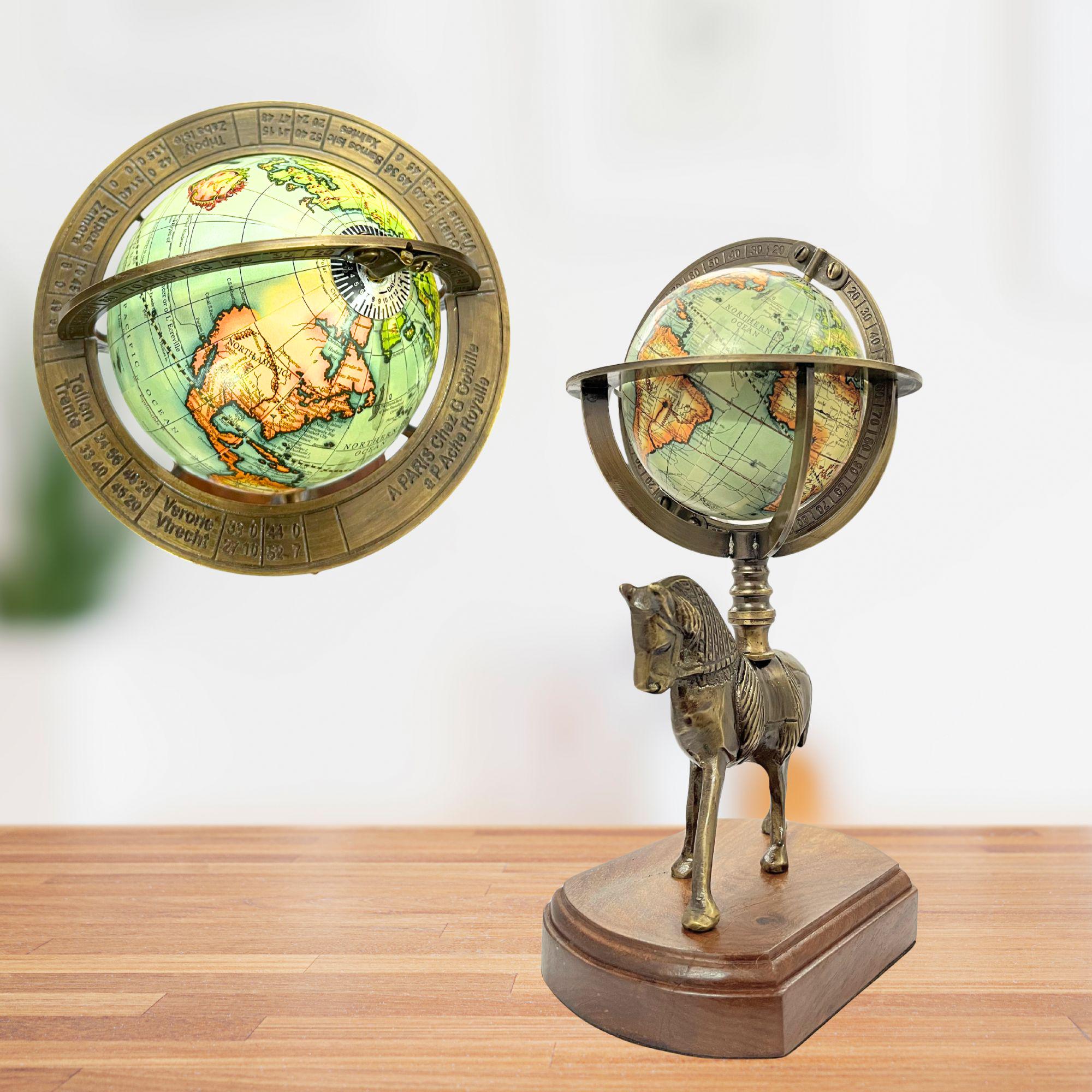 Brass Armillary Globe with Horse Motif view 4