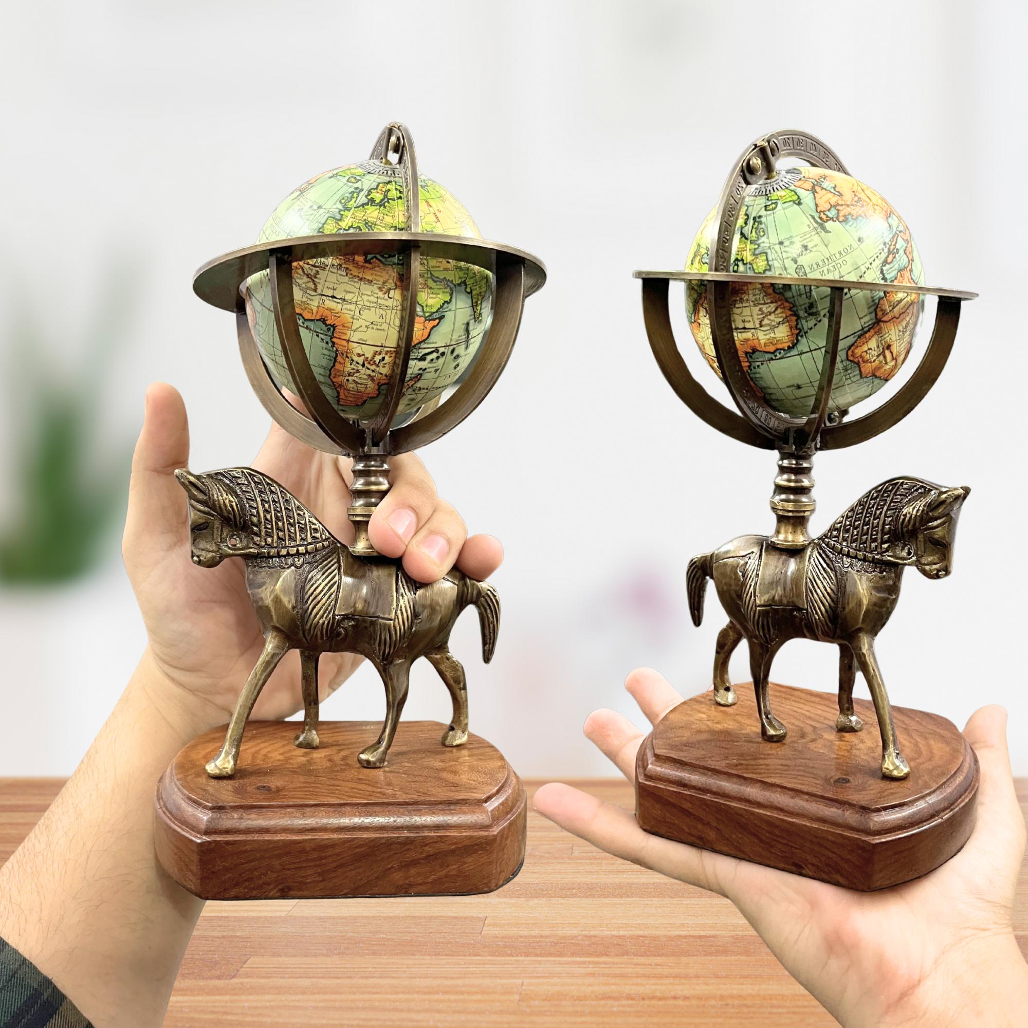 Brass Armillary Globe with Horse Motif view 6