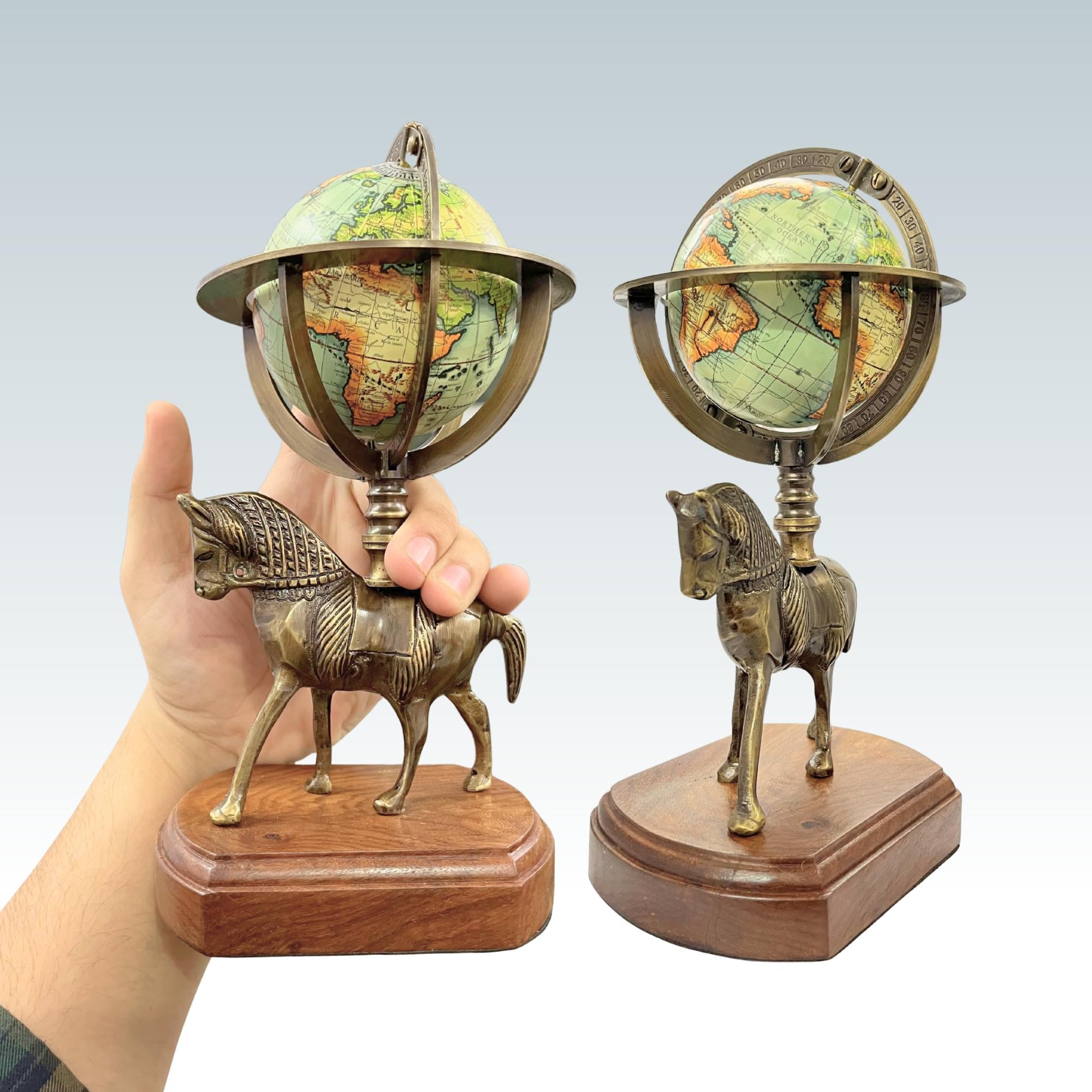 Brass Armillary Globe with Horse Motif view 8