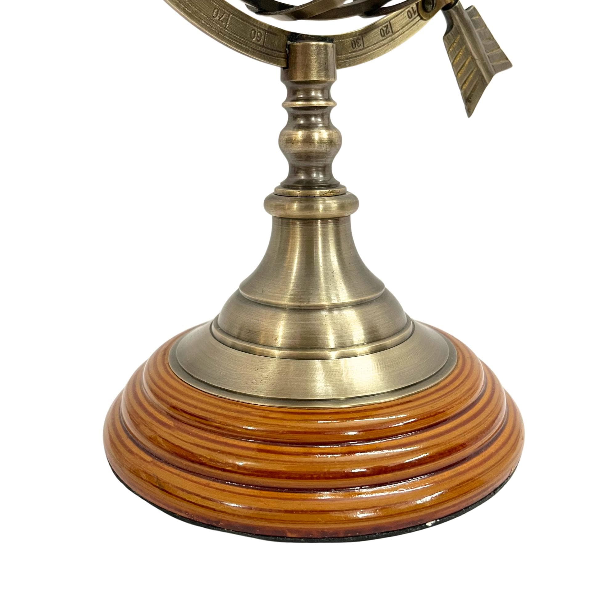 Handcrafted Brass Armillary Sphere Globe with Arrow on Rosewood Base view 9