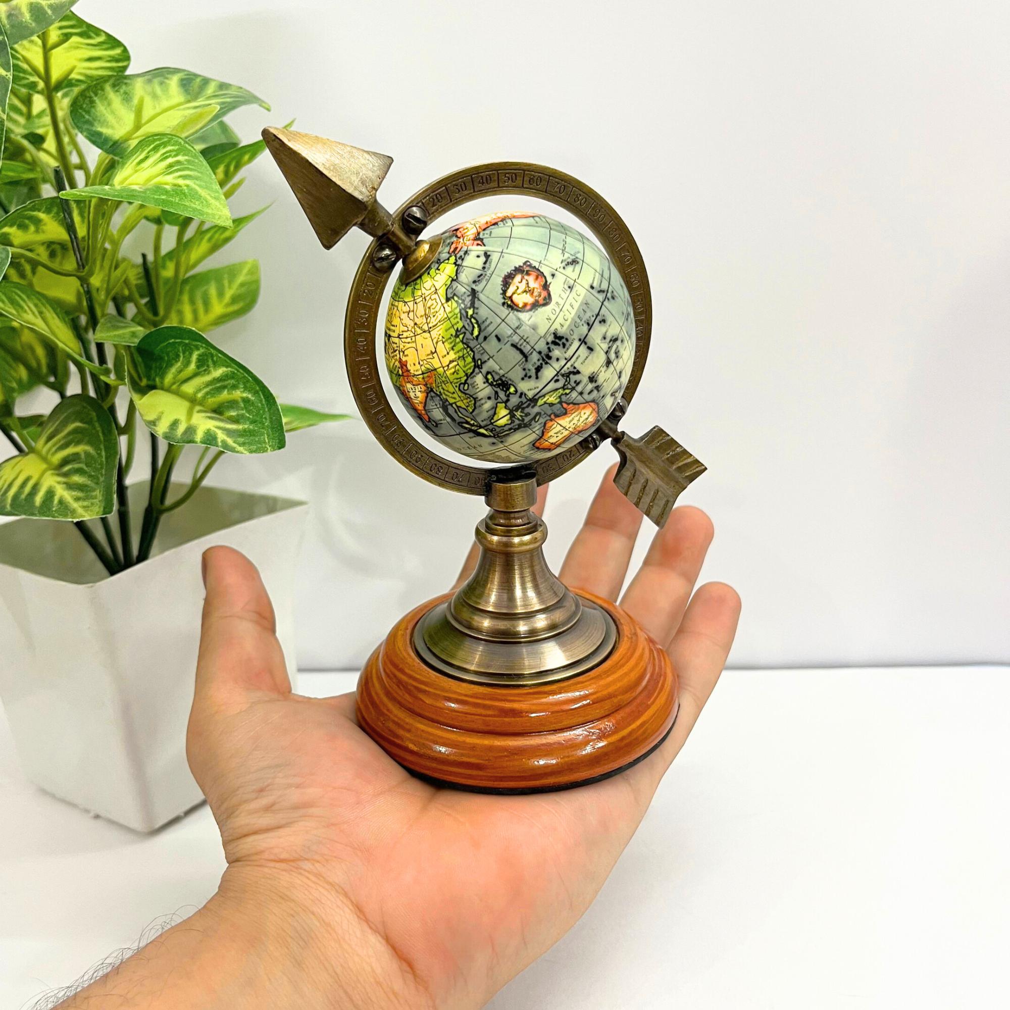 Brass Armillary Sphere with Arrow on Rosewood Base view 2