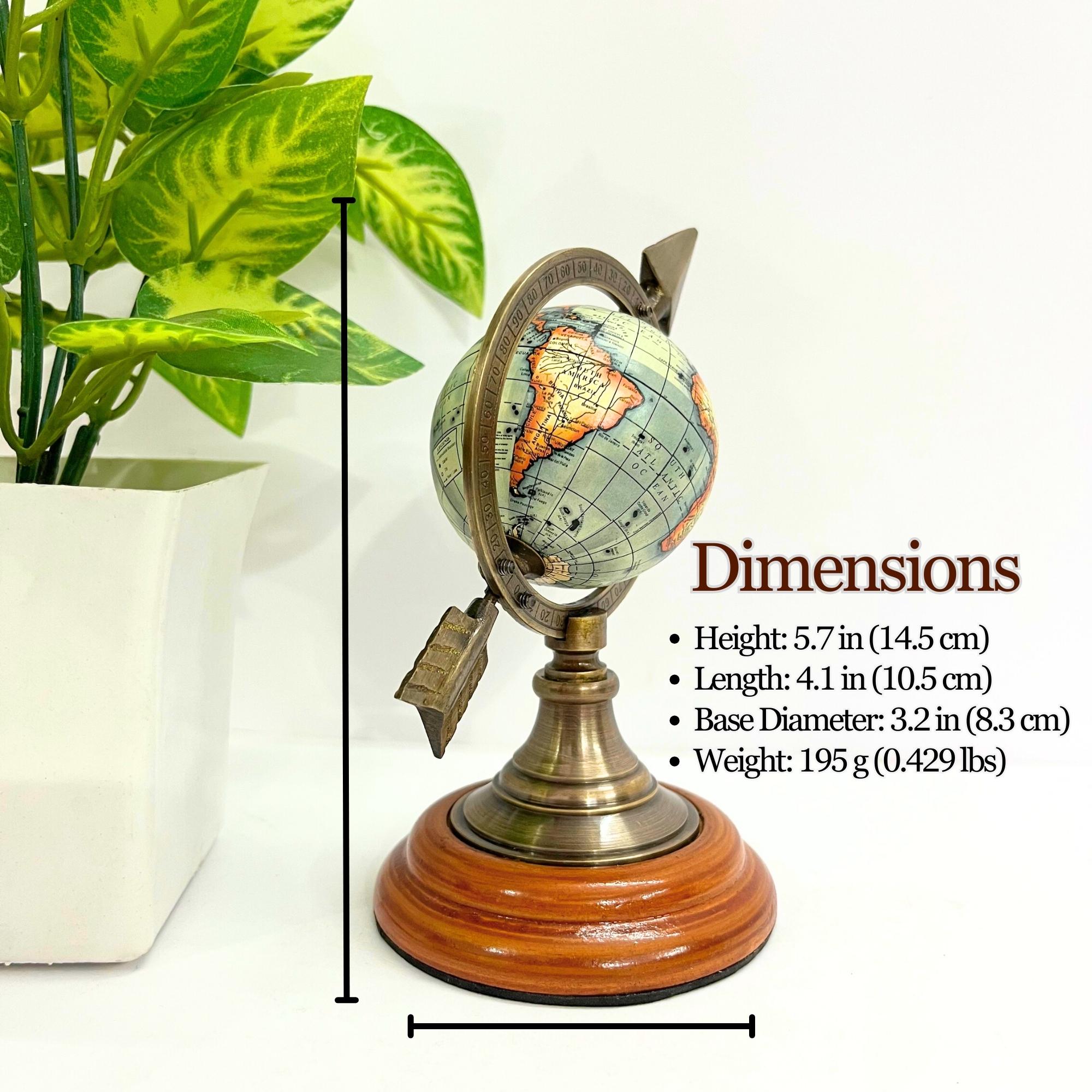 Brass Armillary Sphere with Arrow on Rosewood Base view 3
