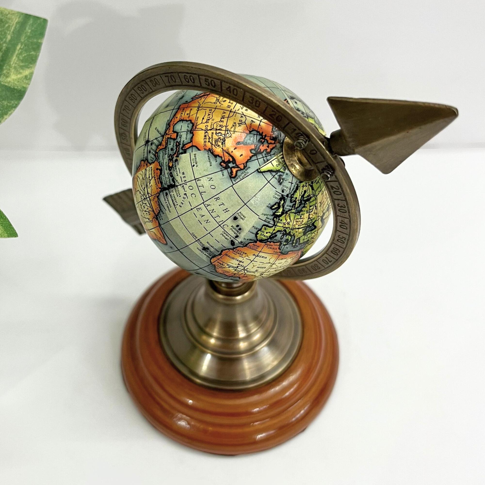 Brass Armillary Sphere with Arrow on Rosewood Base view 4