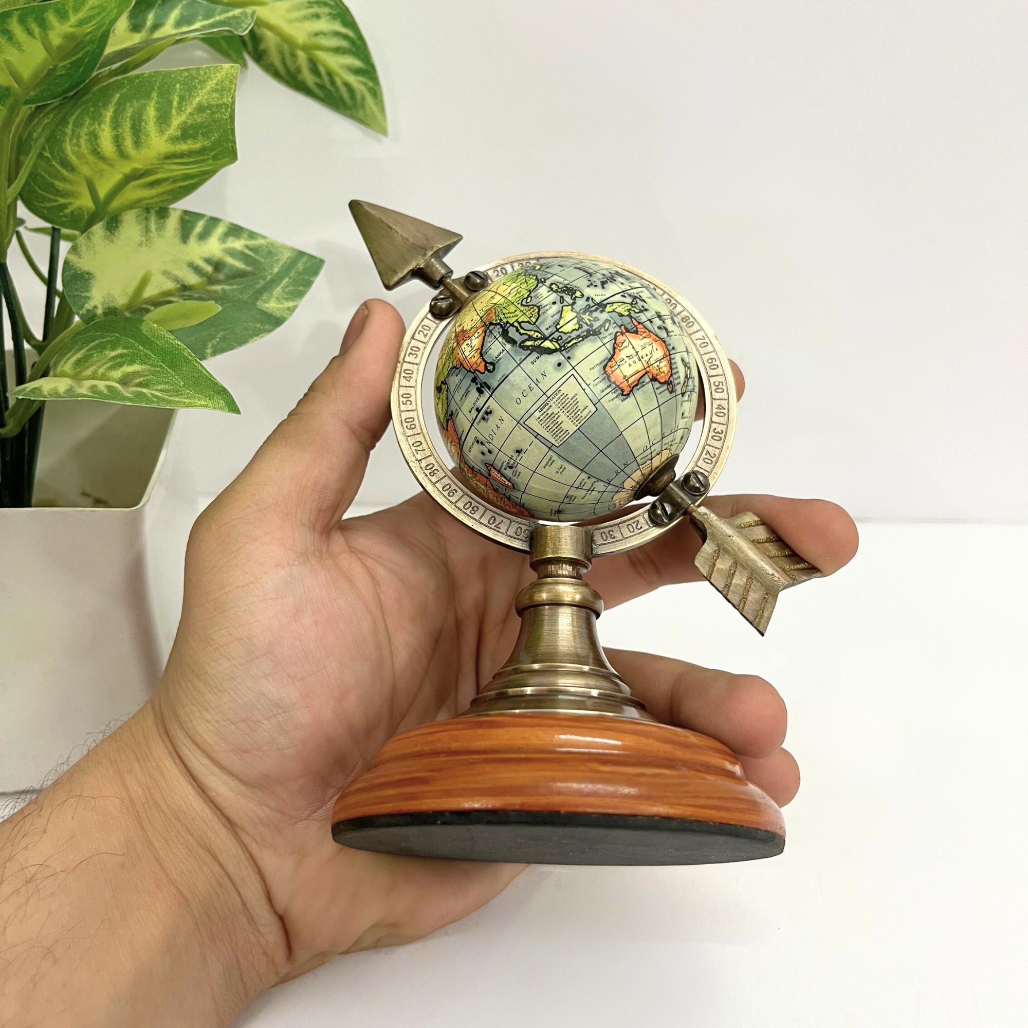 Brass Armillary Sphere with Arrow on Rosewood Base view 6