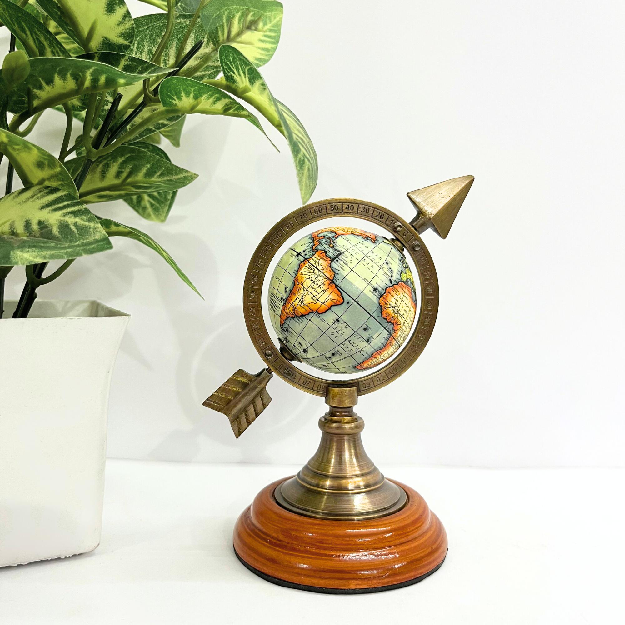 Brass Armillary Sphere with Arrow on Rosewood Base view 10