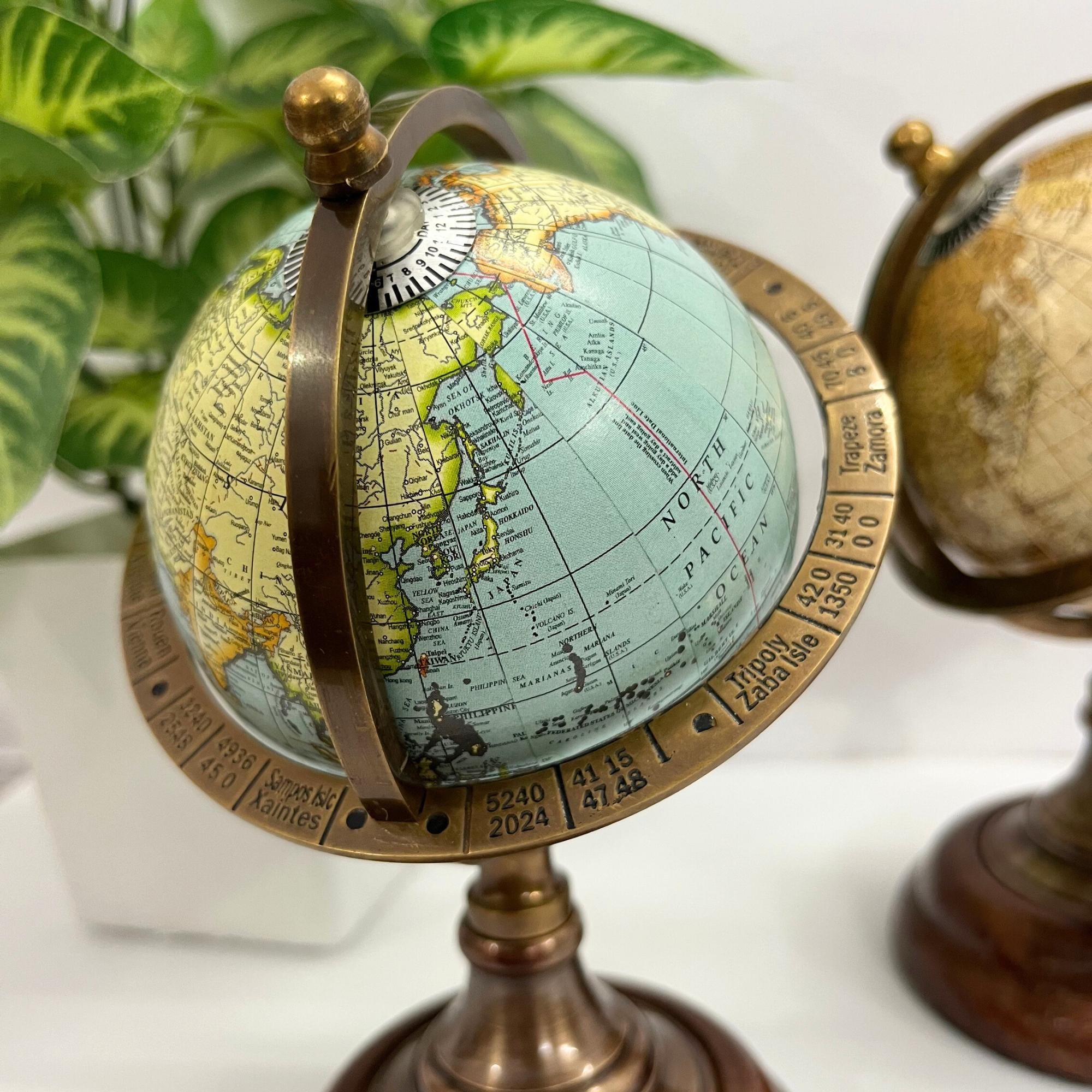 Brass Armillary Sphere with Rotating World view 9