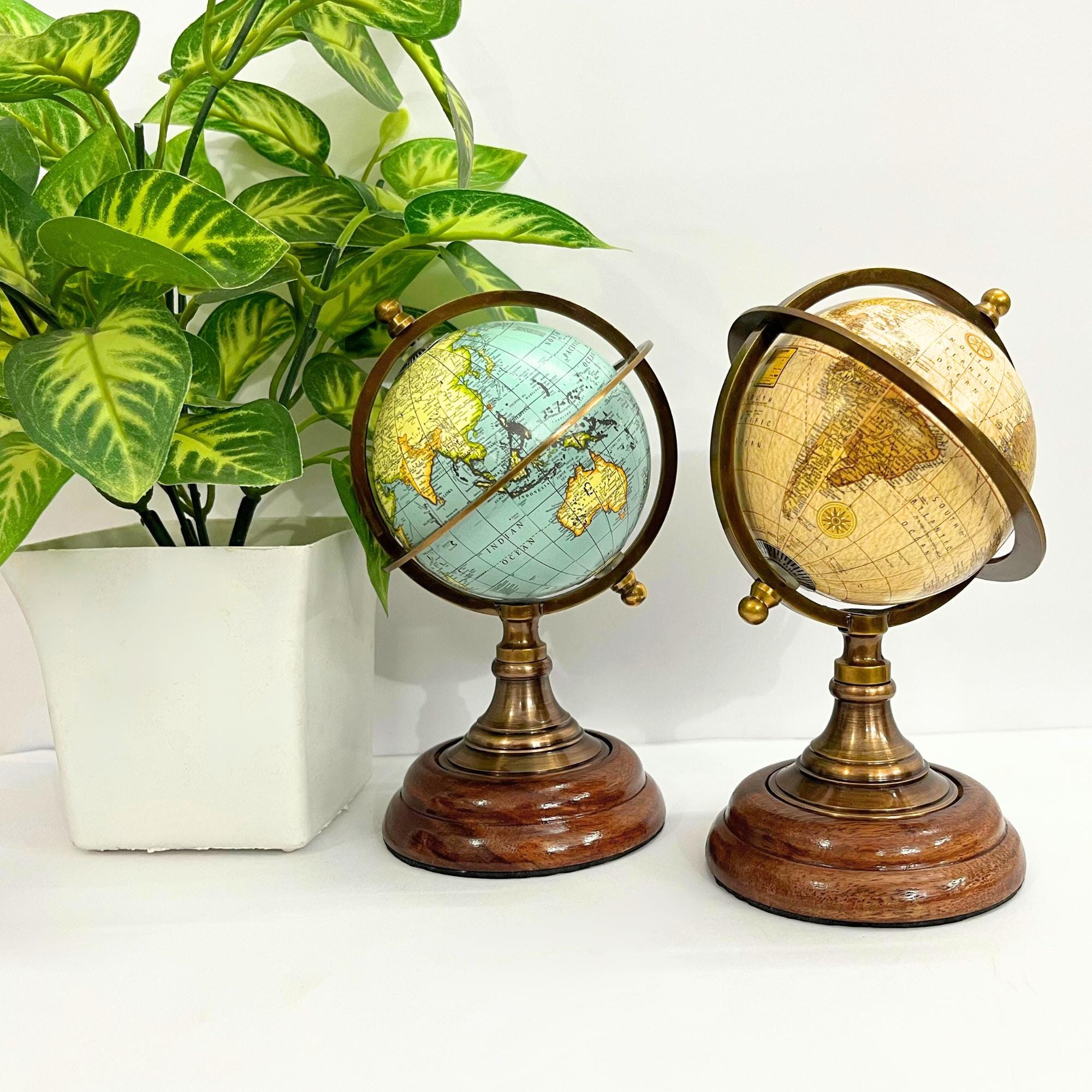 Brass Armillary Sphere with Rotating World view 12