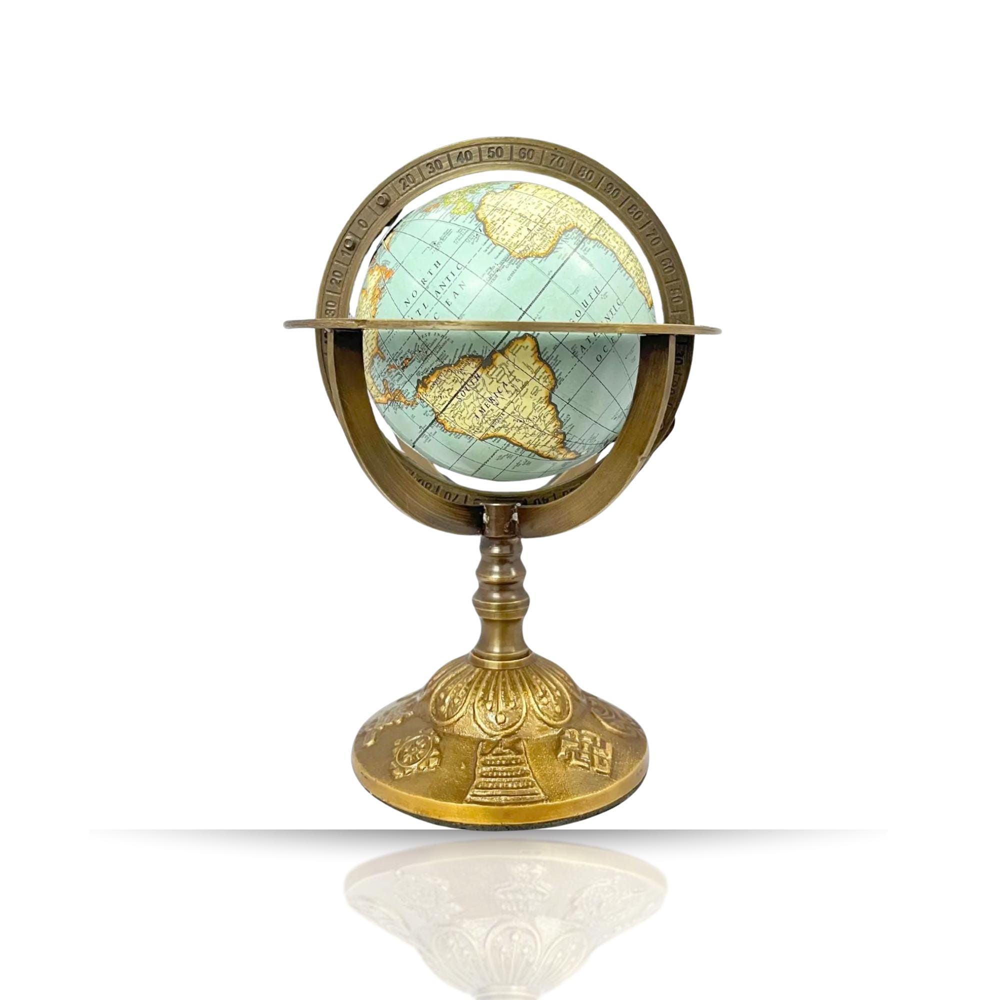 Brass Armillary Sphere with Brass Floral Base view 3