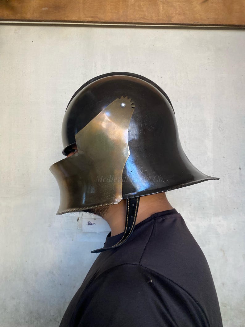 Blackened Steel Barbuta Helmet view 4