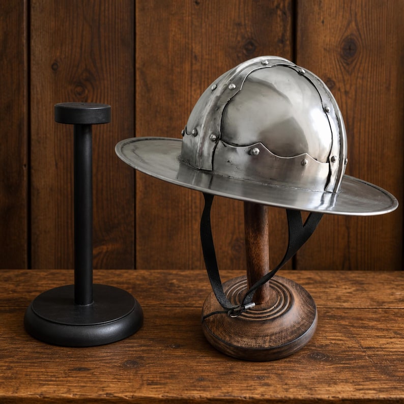 Medieval Kettle Hat Helmet — 18-Gauge Steel Wearable view 6