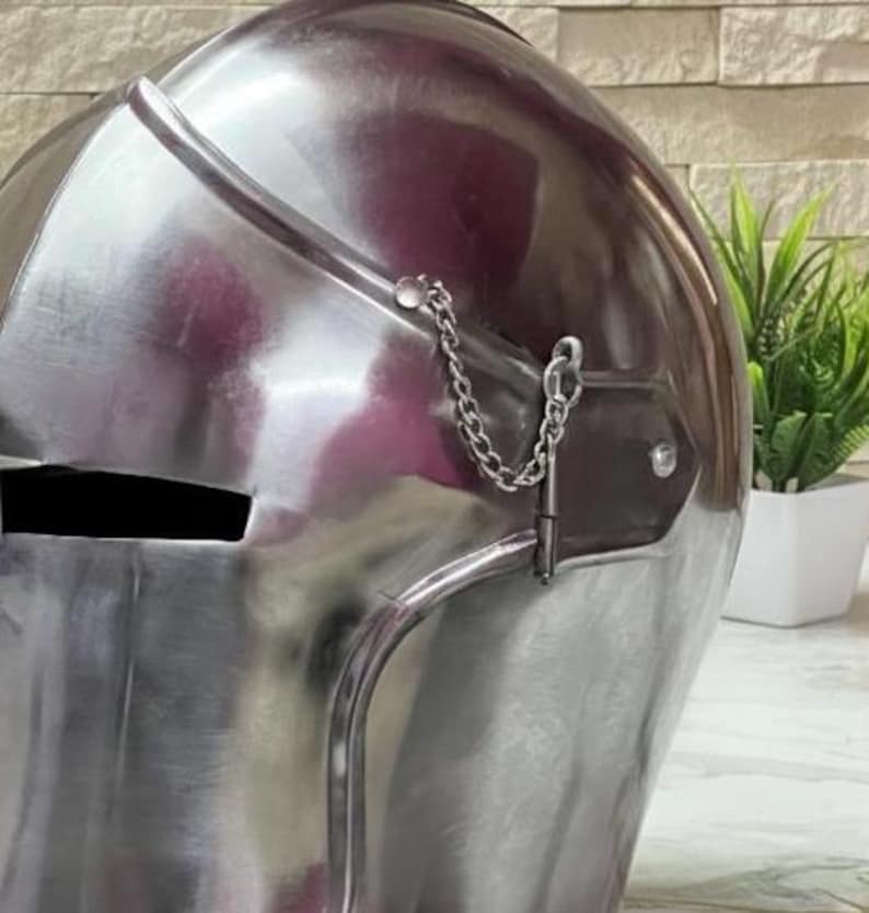 Steel Knight Helmet — Crusader Barbuta view 4