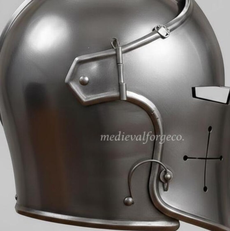 Barbuta Closed Face Knight Helmet — Gothic Steel view 4