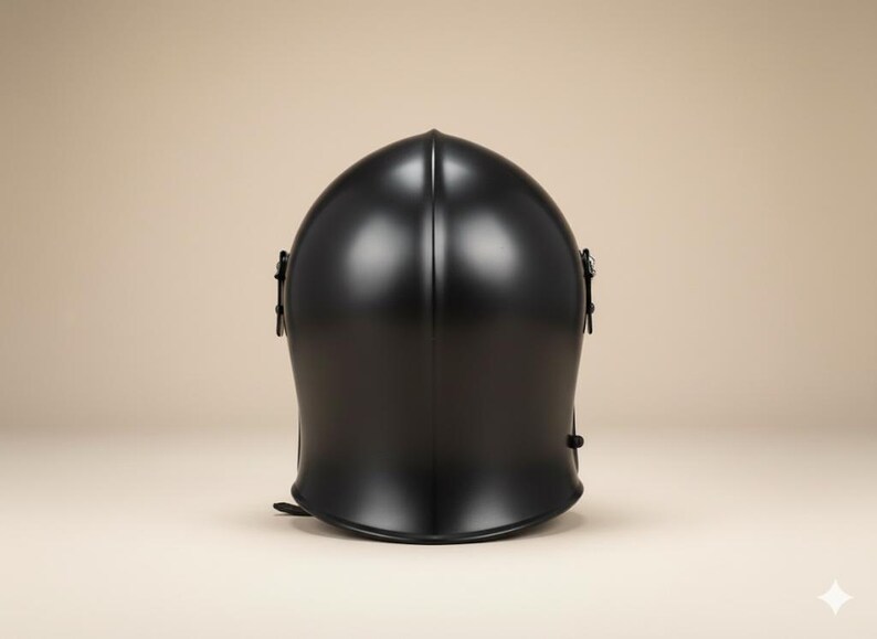Black Medieval Barbuta Helmet with Full Face Chain Visor view 4