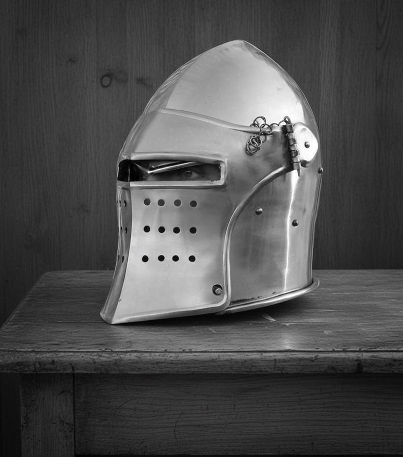 Medieval Barbute Helmet with Display Stand view 13