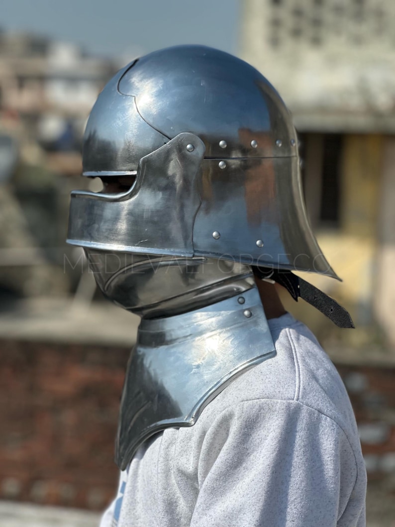 Gothic Sallet Helmet with Bevor and Visor view 2