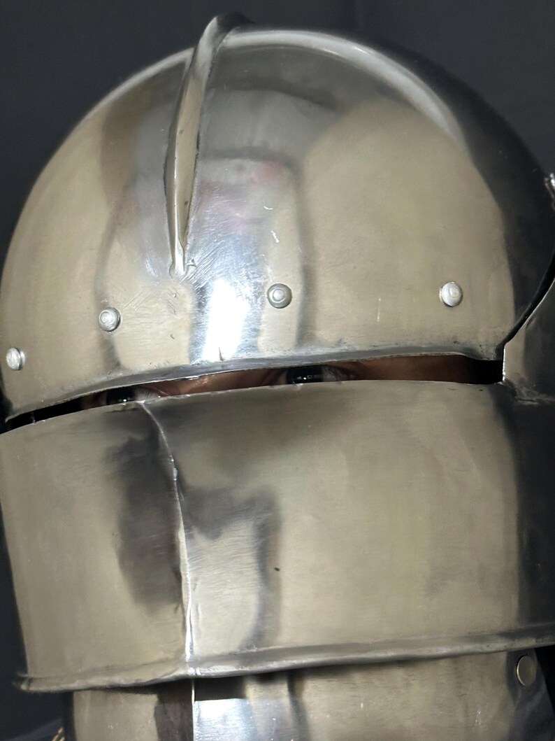 Medieval Sallet Helmet with Bevor — LARP Wearable view 5