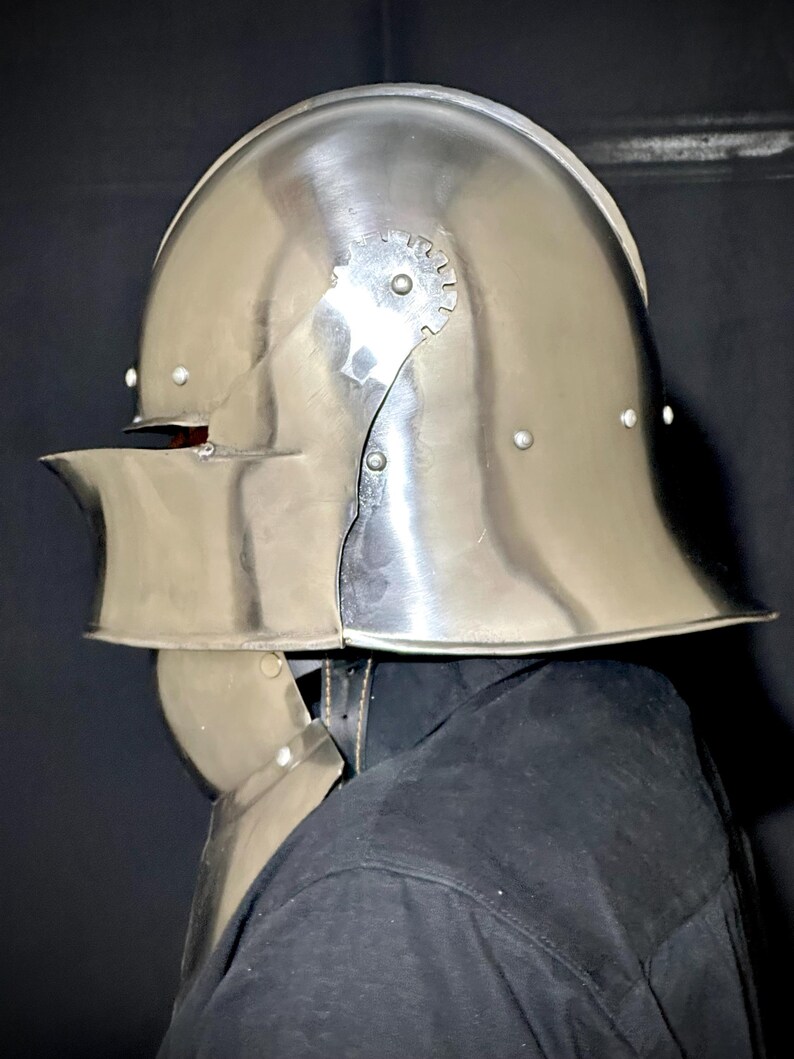 Medieval Sallet Helmet with Bevor — LARP Wearable view 6