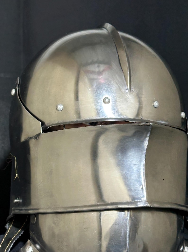 Medieval Sallet Helmet with Bevor — LARP Wearable view 9