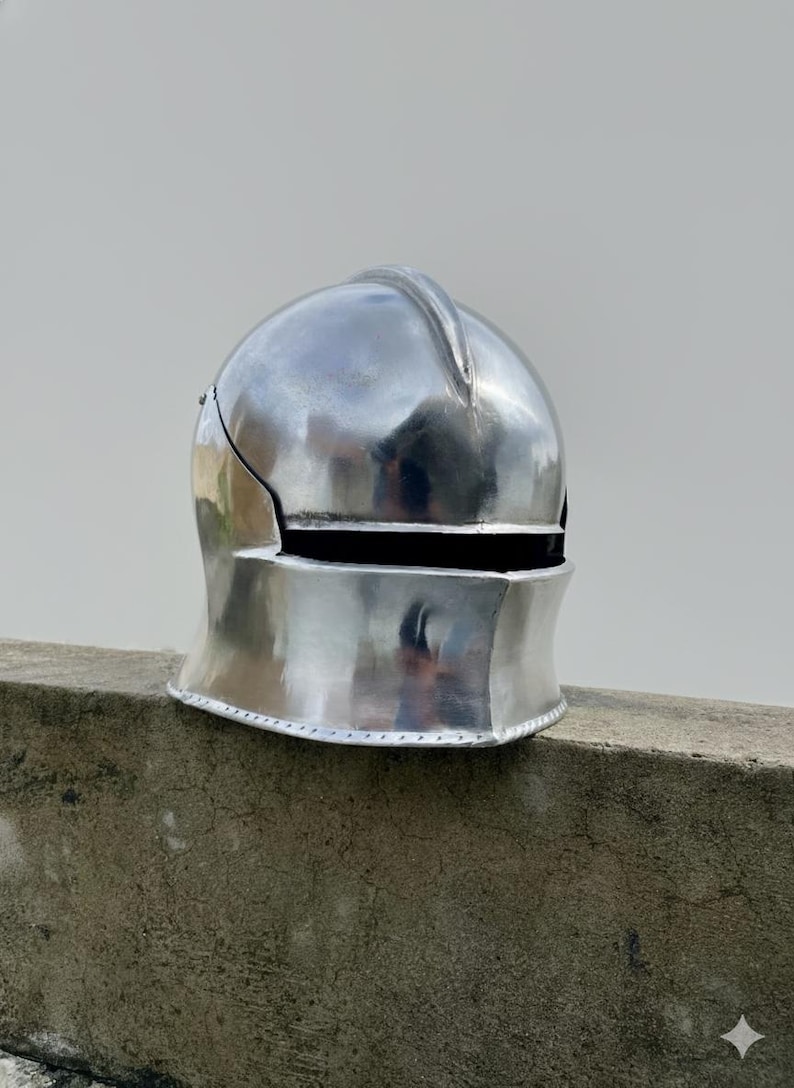 Polished Steel Knight Helmet — Full-Face view 2